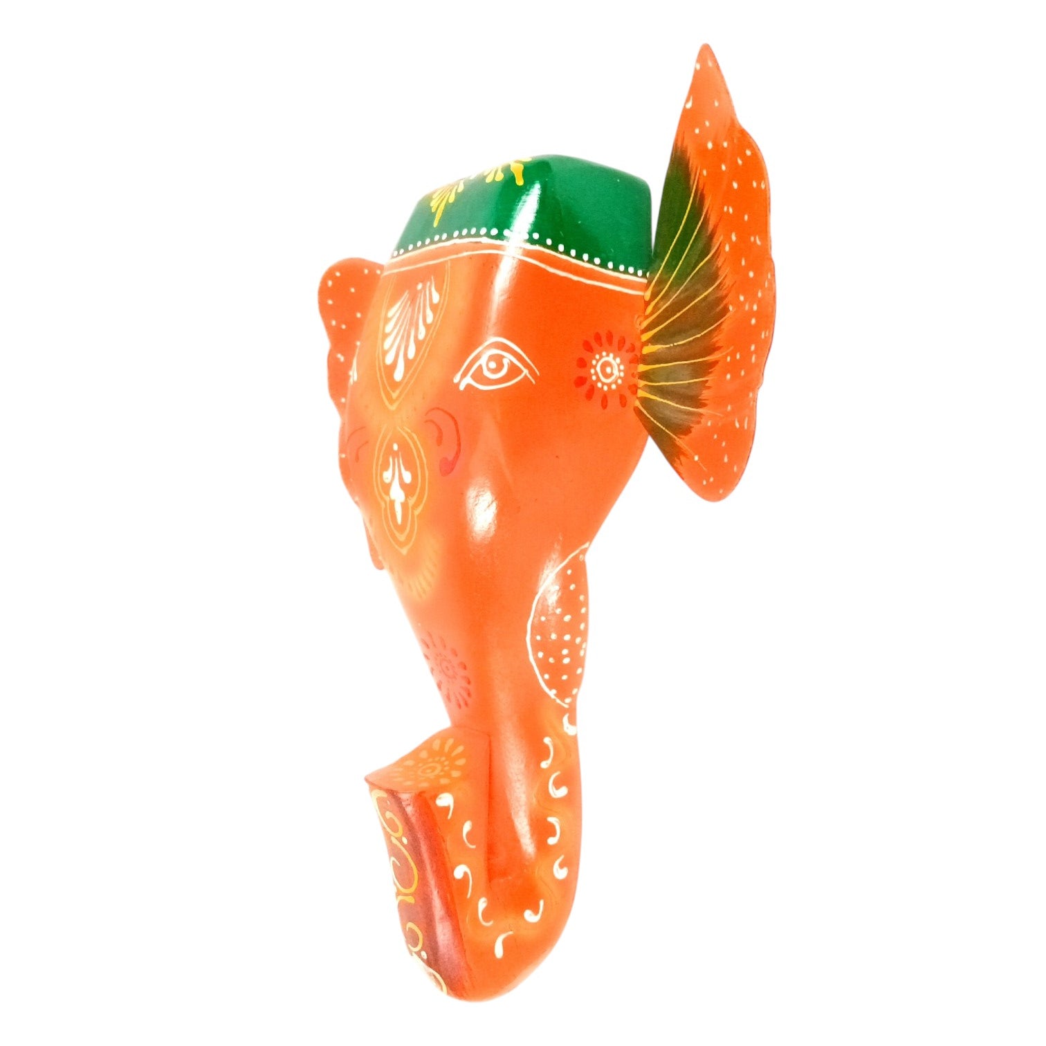Elephant Head Wall Hanging | Wooden Hand-Painted Wall Decor – 11 Inch - Apkamart