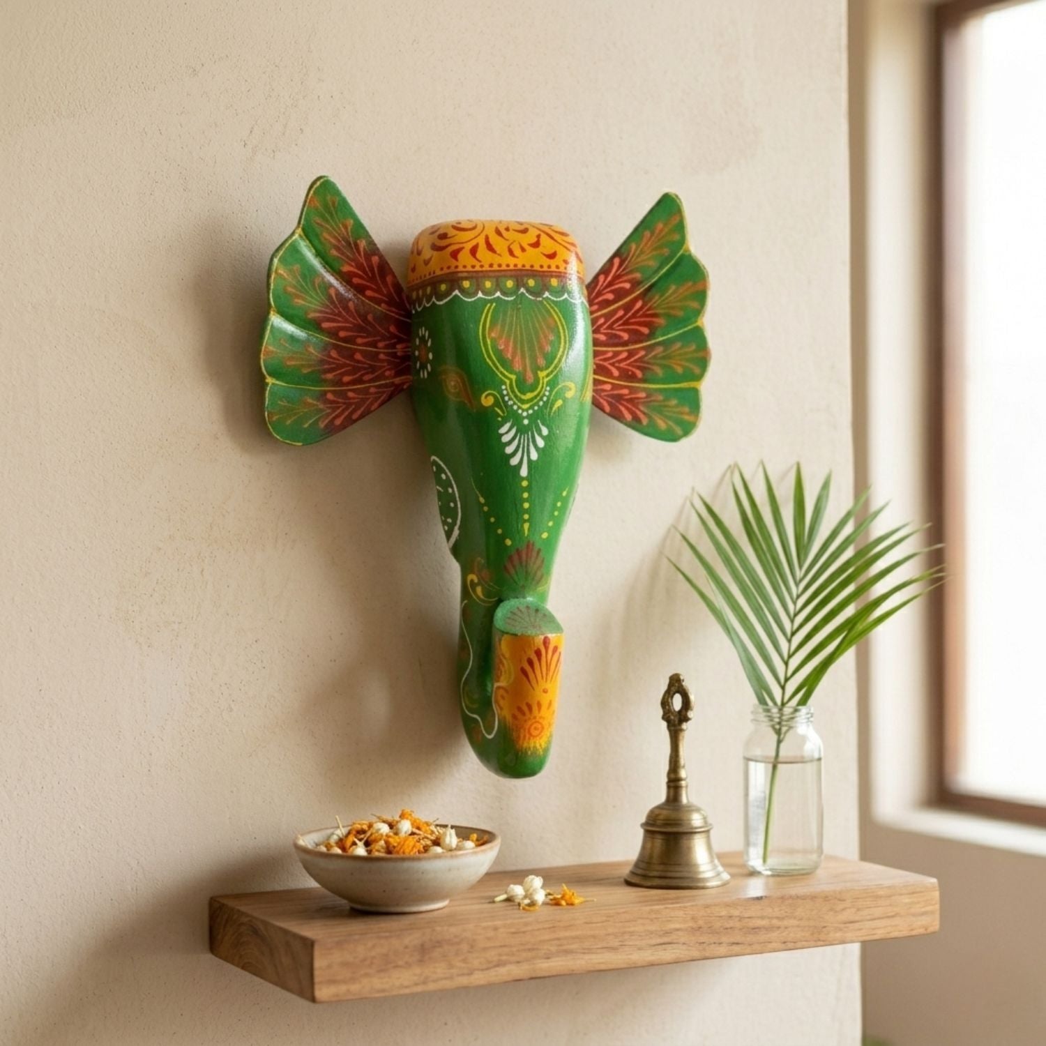 Elephant Head Wall Hanging | Wooden Wall Decor – 11 Inch - Apkamart