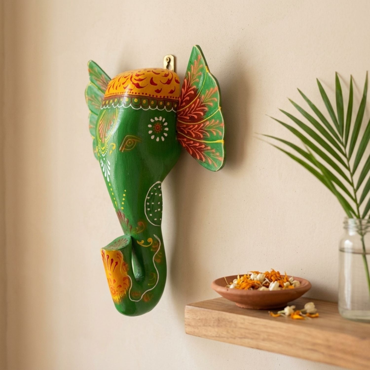 Elephant Head Wall Hanging | Wooden Wall Decor – 11 Inch - Apkamart