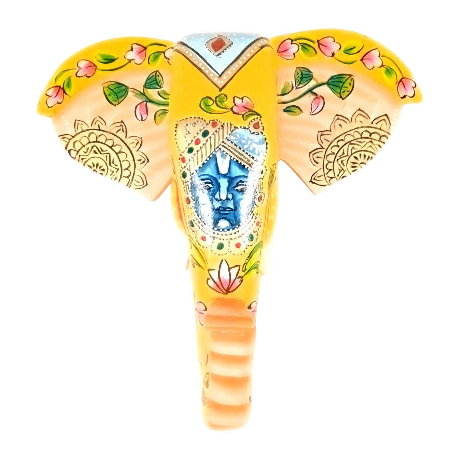 Elephant Head Wall Hanging — Yellow | Krishna Face - 11 Inch - Apkamart
