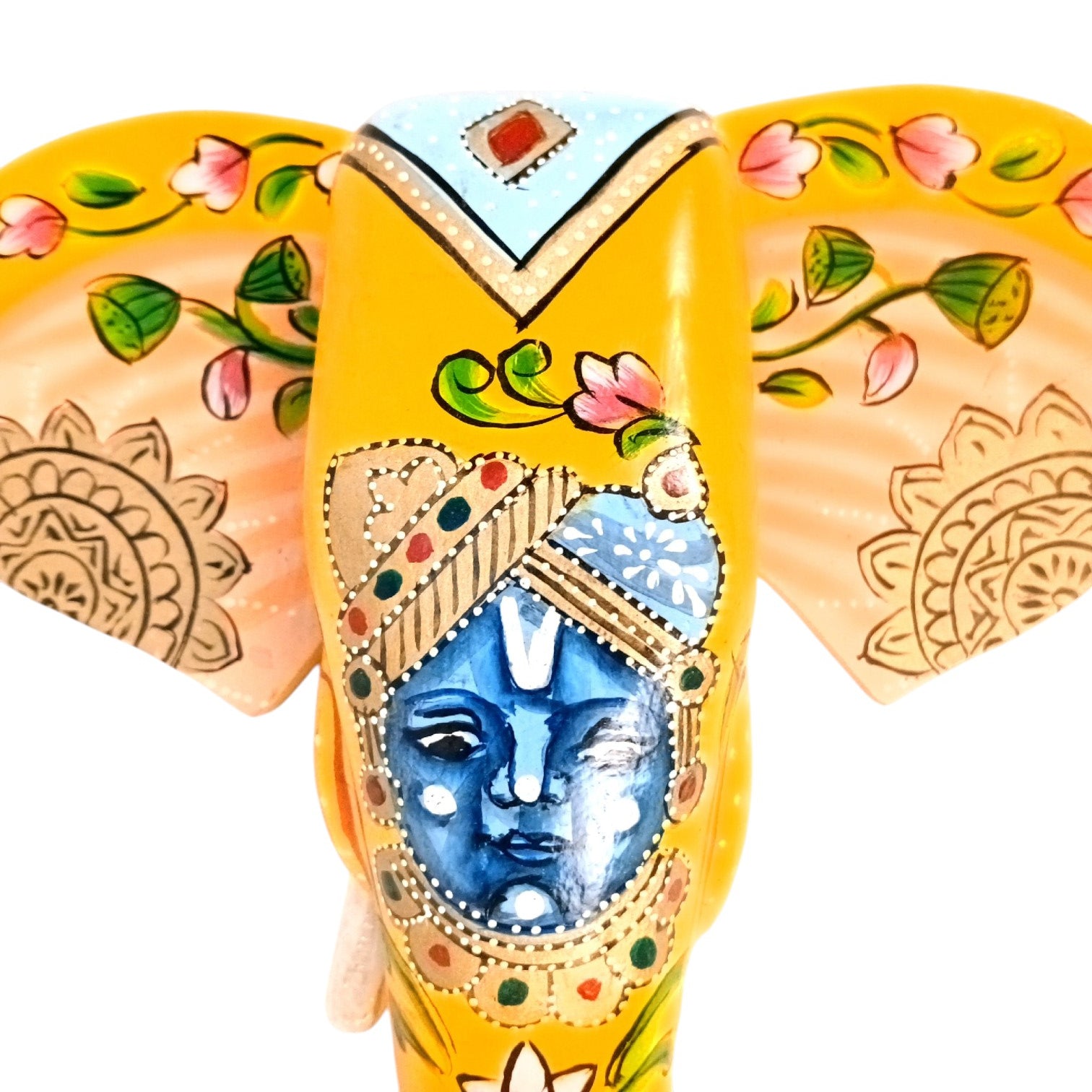 Elephant Head Wall Hanging — Yellow | Krishna Face - 11 Inch - Apkamart