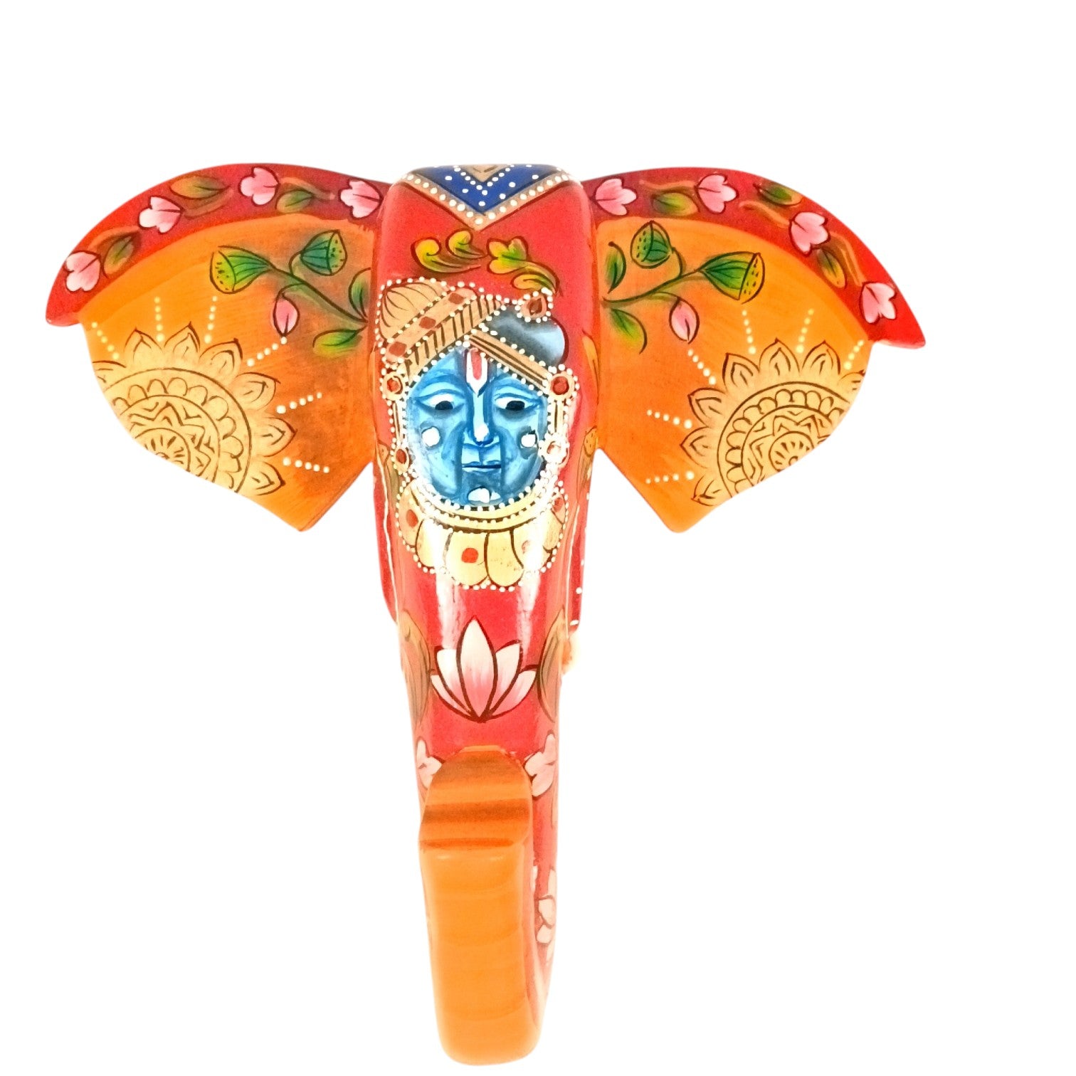 Elephant Head Wall Hanging — Red | Krishna Face - 11 Inch - Apkamart