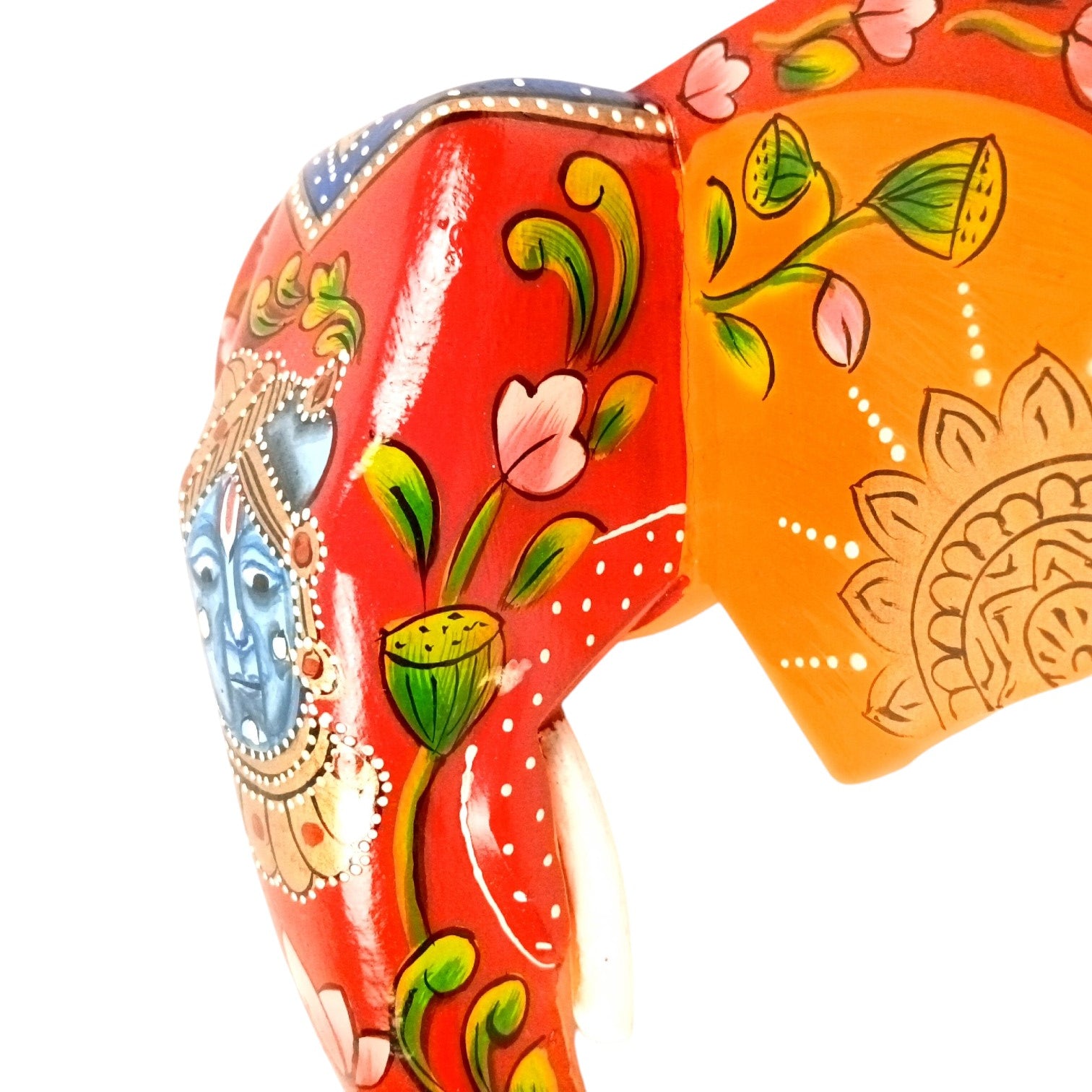 Elephant Head Wall Hanging — Red | Krishna Face - 11 Inch - Apkamart