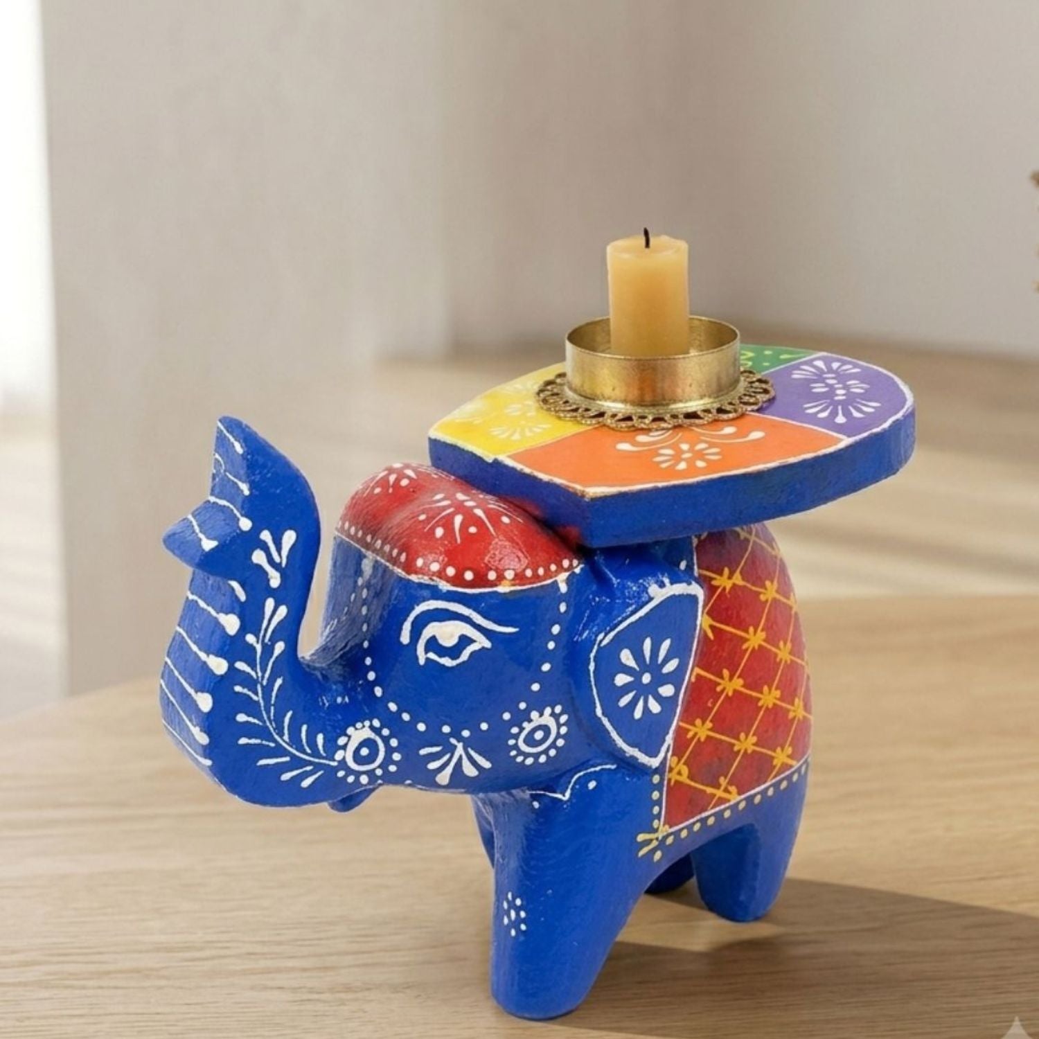 Elephant Showpiece - Wooden Table Decor Home Gift - 4 inch-Apkamart