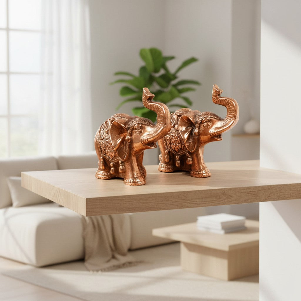 Elephant Showpiece For Home & Vastu - 7 Inch (Pack of 2) - Apkamart