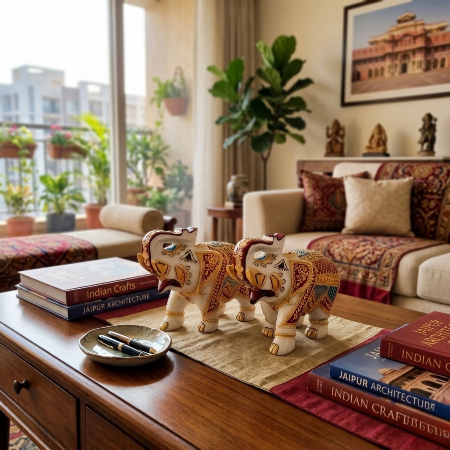 Marble Elephant Showpiece Set of 2 – 6 Inch - Apkamart