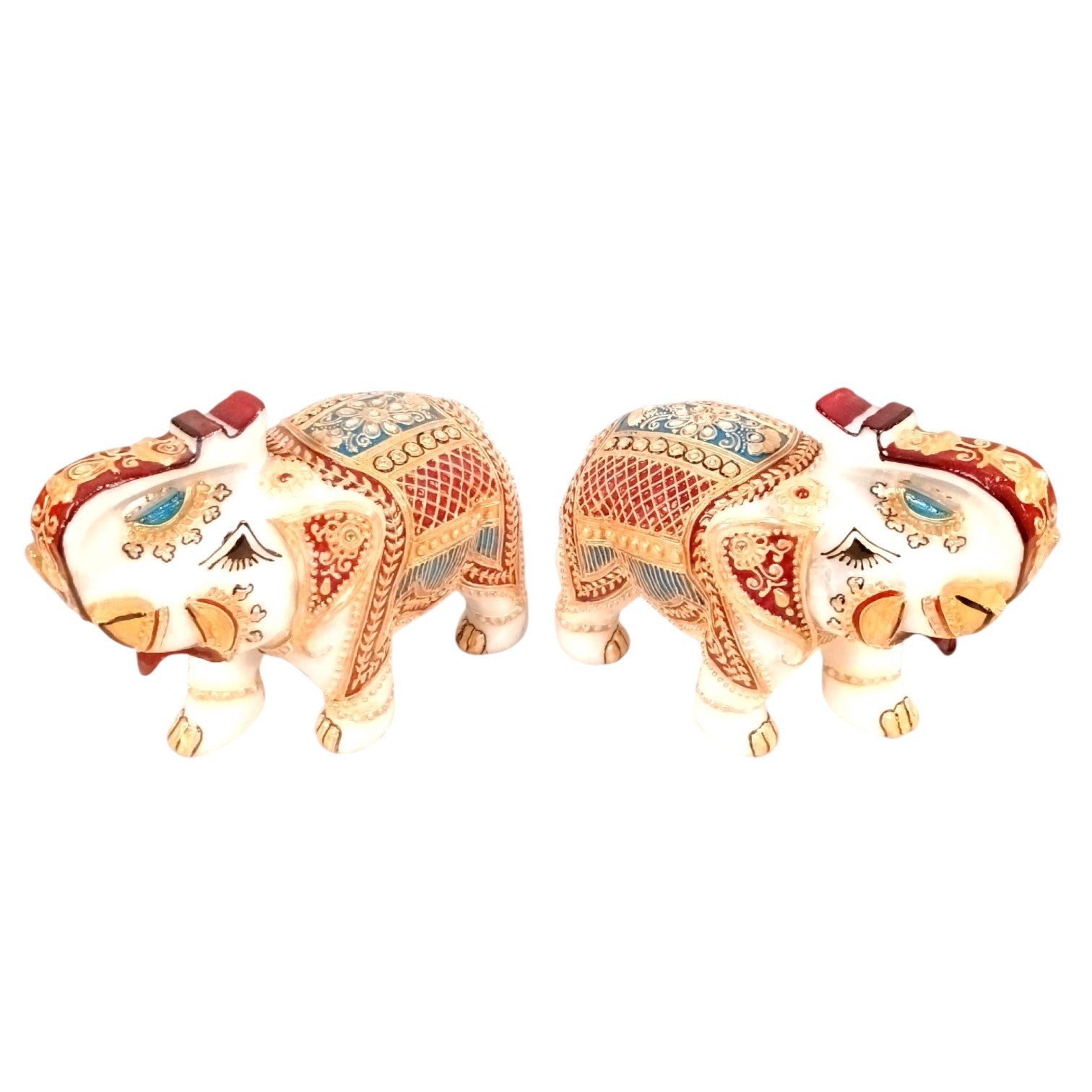 Marble Elephant Showpiece Set of 2 – 6 Inch - Apkamart