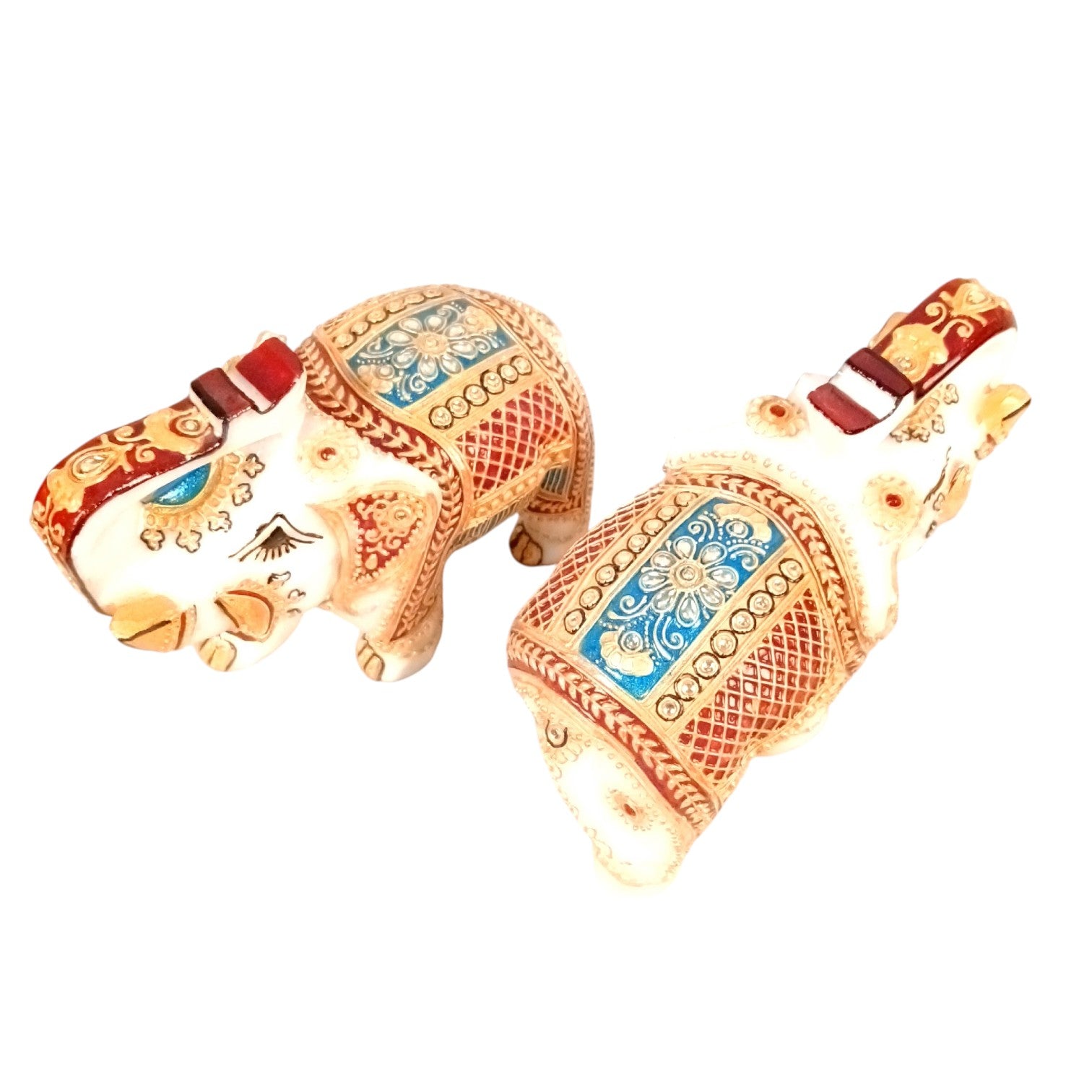 Marble Elephant Showpiece Set of 2 – 6 Inch - Apkamart