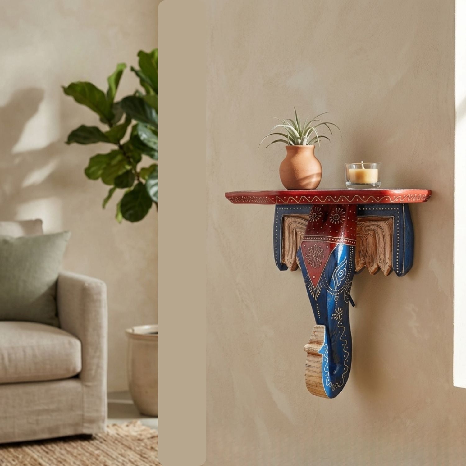 Elephant Wall Bracket -Blue