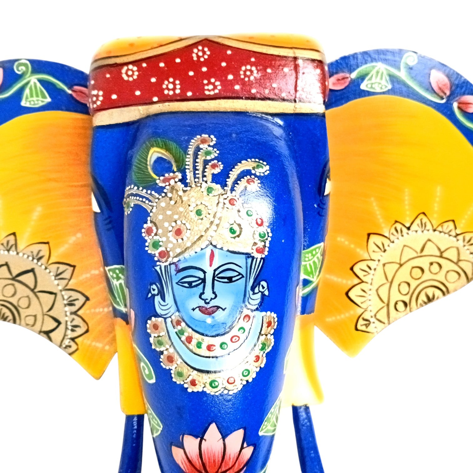 Elephant Head Wall Hanging | Wooden Handcrafted Elephant Face Wall Decor | Ethnic Rajasthani Showpiece for Home & Gifting - 14 Inch - Apkamart #Style_Design 1
