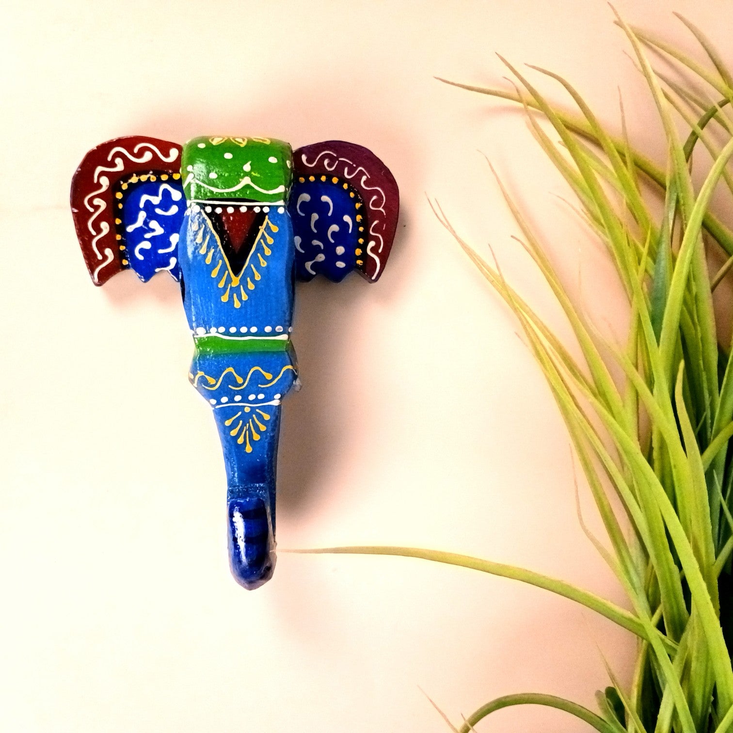 Elephant Head Wall Hanging – Wooden Decorative Showpiece | Handcrafted Wall Art | Elephant Face Home Decor | Living Room, Entrance, Office & Gift- 6 Inch - Apkamart