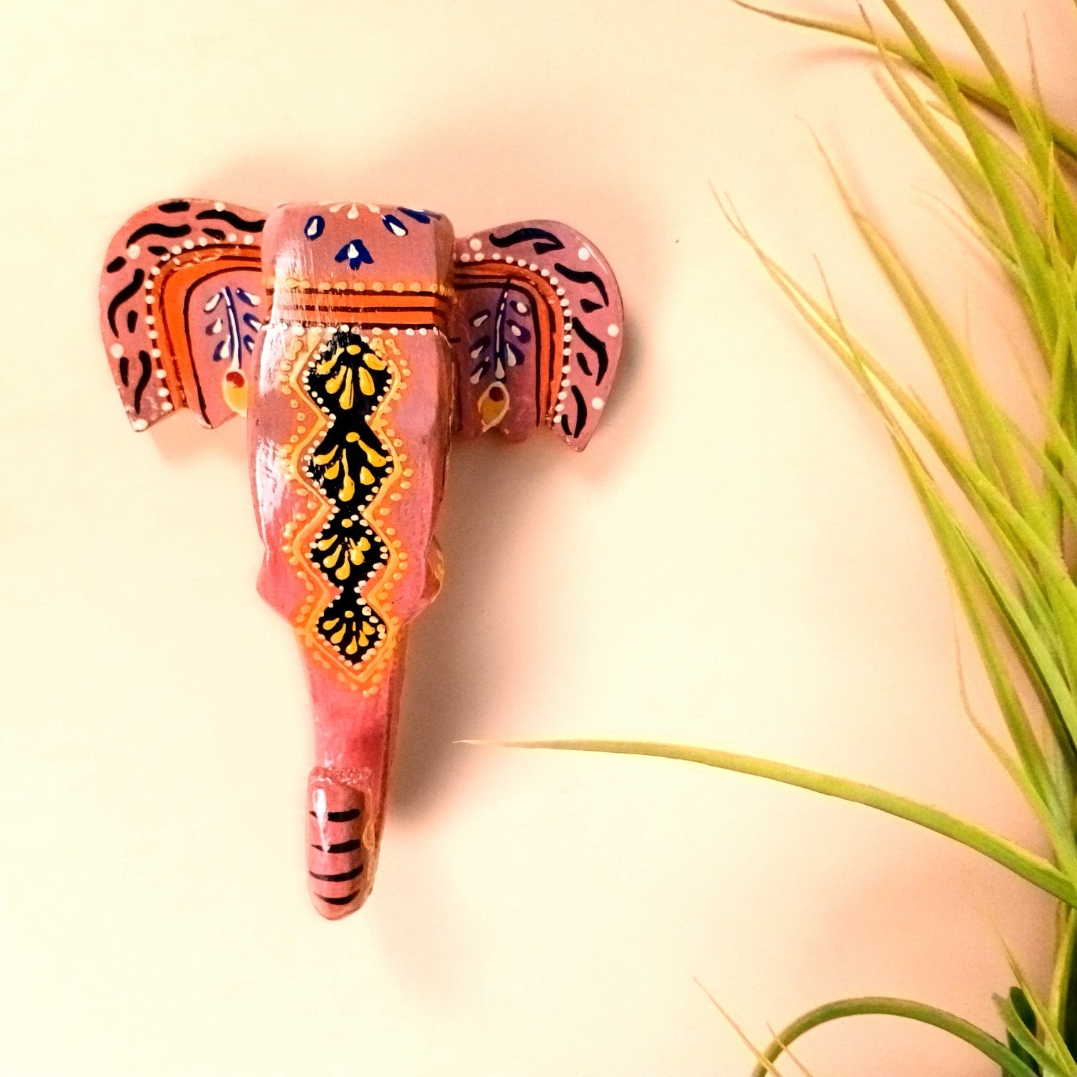Elephant Head Wall Hanging – Wooden Decorative Showpiece | Handcrafted Wall Art | Elephant Face Home Decor | Living Room, Entrance, Office & Gift - 6 Inch - Apkamart