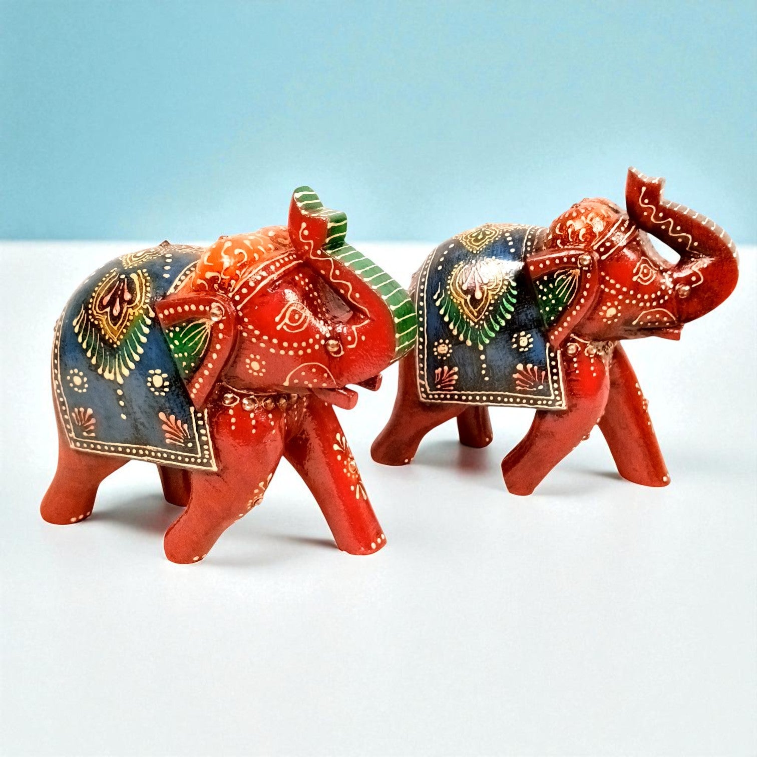 Decorative Elephant Showpiece for Home Decor | Stylish Table Decor & Gift Item | Elegant Figurine for Living Room, Bedroom & Office Decoration - 4 Inch (Set Of 2) - Apkamart