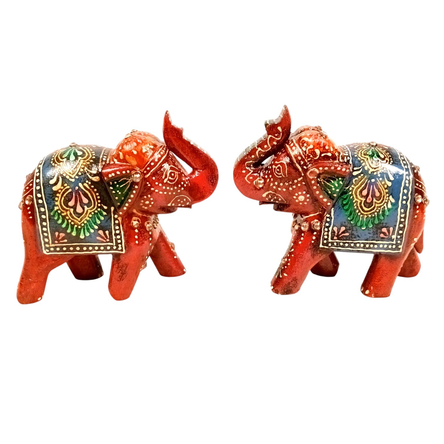 Decorative Elephant Showpiece for Home Decor | Stylish Table Decor & Gift Item | Elegant Figurine for Living Room, Bedroom & Office Decoration - 4 Inch (Set Of 2) - Apkamart