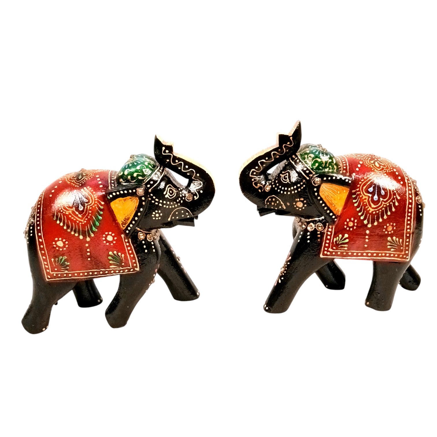 Elegant Elephant Showpiece for Home Decor | Stylish Table Decor & Gift Item | Elegant Figurine for Living Room, Bedroom & Office Decoration - 6 Inch (Set Of 2) - Apkamart