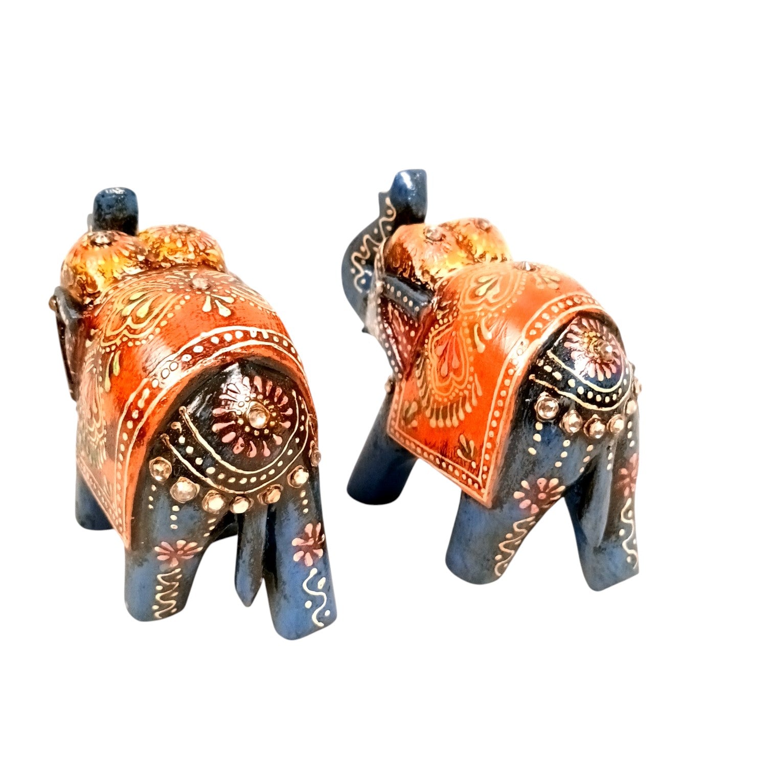 Decorative Elephant Showpiece for Home Decor | Table Decor & Gift Item | Elegant Figurine for Living Room, Bedroom & Office Decoration - 4 Inch (Set Of 2) - Apkamart