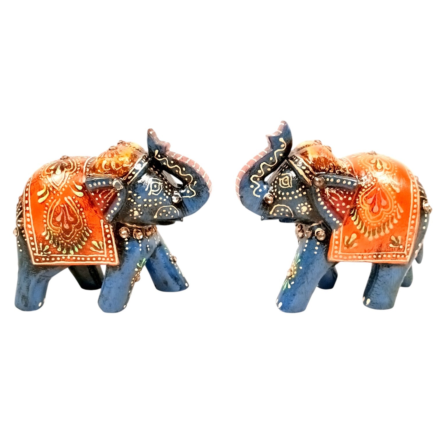 Decorative Elephant Showpiece for Home Decor | Table Decor & Gift Item | Elegant Figurine for Living Room, Bedroom & Office Decoration - 4 Inch (Set Of 2) - Apkamart