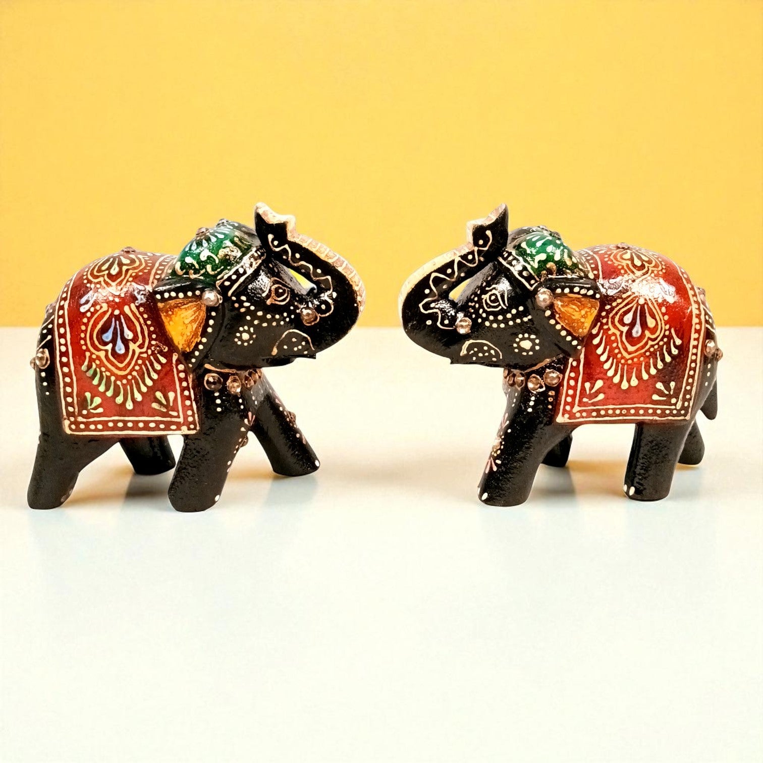 Elegant Elephant Showpiece for Home Decor | Stylish Table Decor & Gift Item | Elegant Figurine for Living Room, Bedroom & Office Decoration - 6 Inch (Set Of 2) - Apkamart