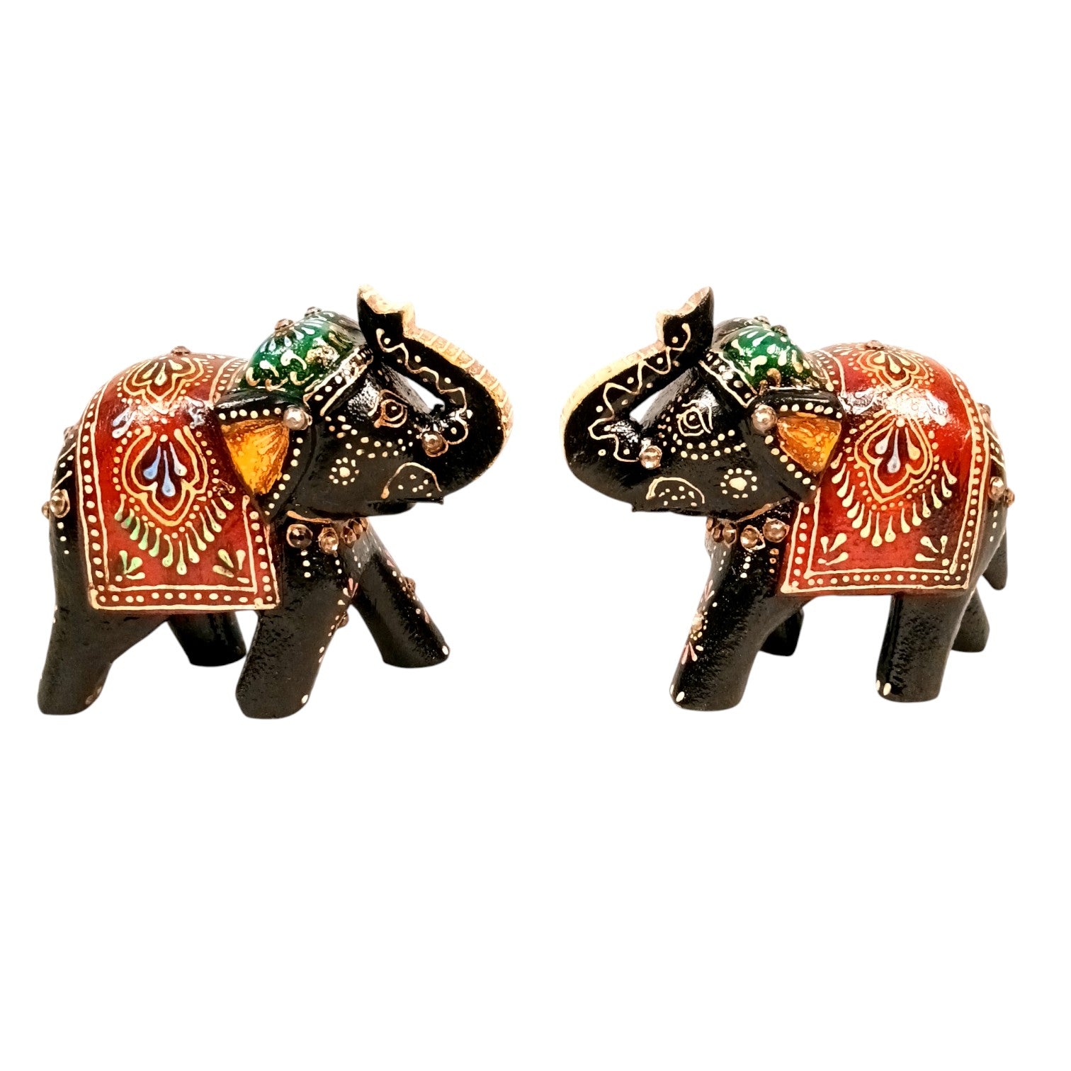Decorative Elephant Showpiece for Home Decor | Table Decor & Gift Item | Elegant Figurine for Living Room, Bedroom & Office Decoration - 4 Inch (Set Of 2) - Apkamart