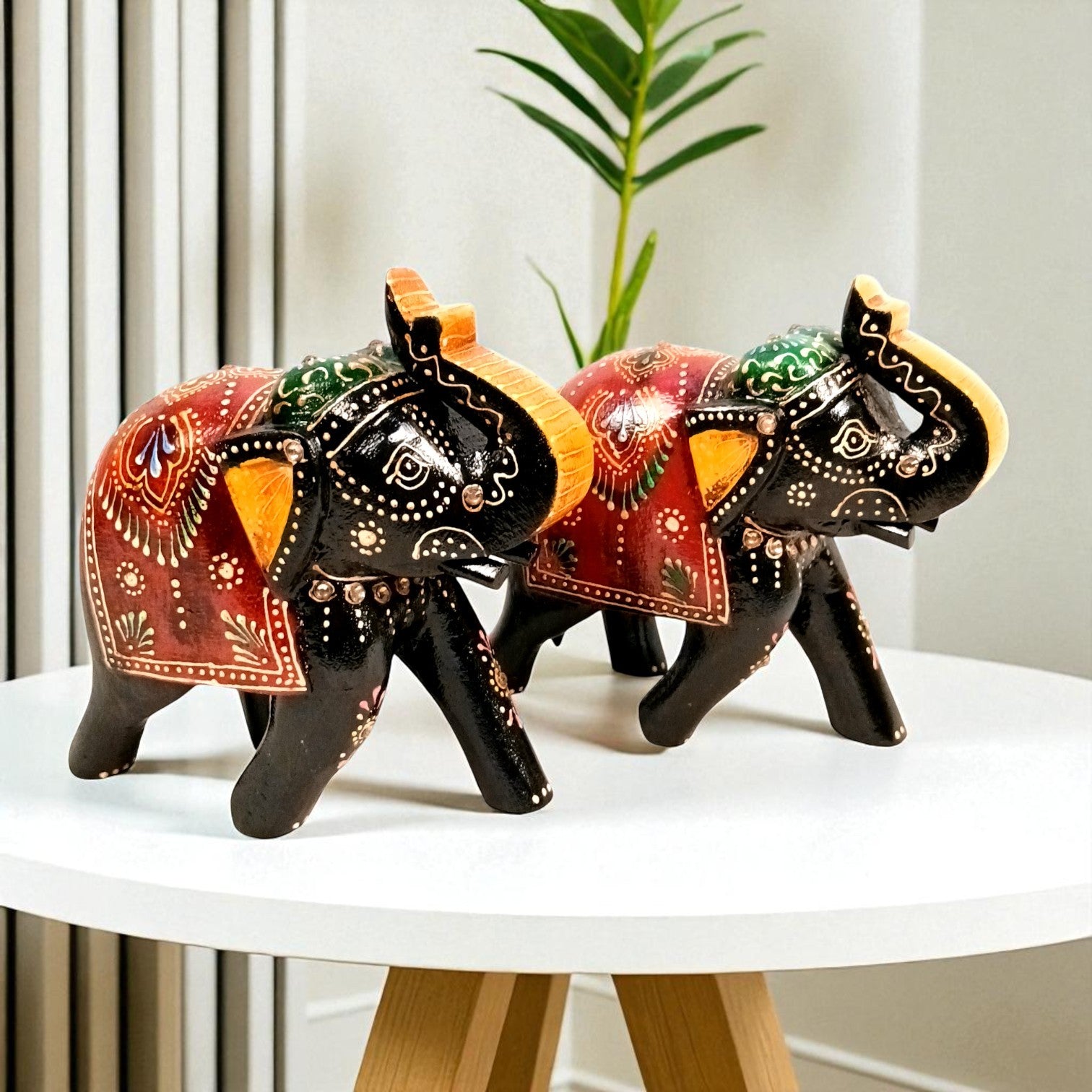 Decorative Elephant Showpiece for Home Decor | Table Decor & Gift Item | Elegant Figurine for Living Room, Bedroom & Office Decoration - 4 Inch (Set Of 2) - Apkamart