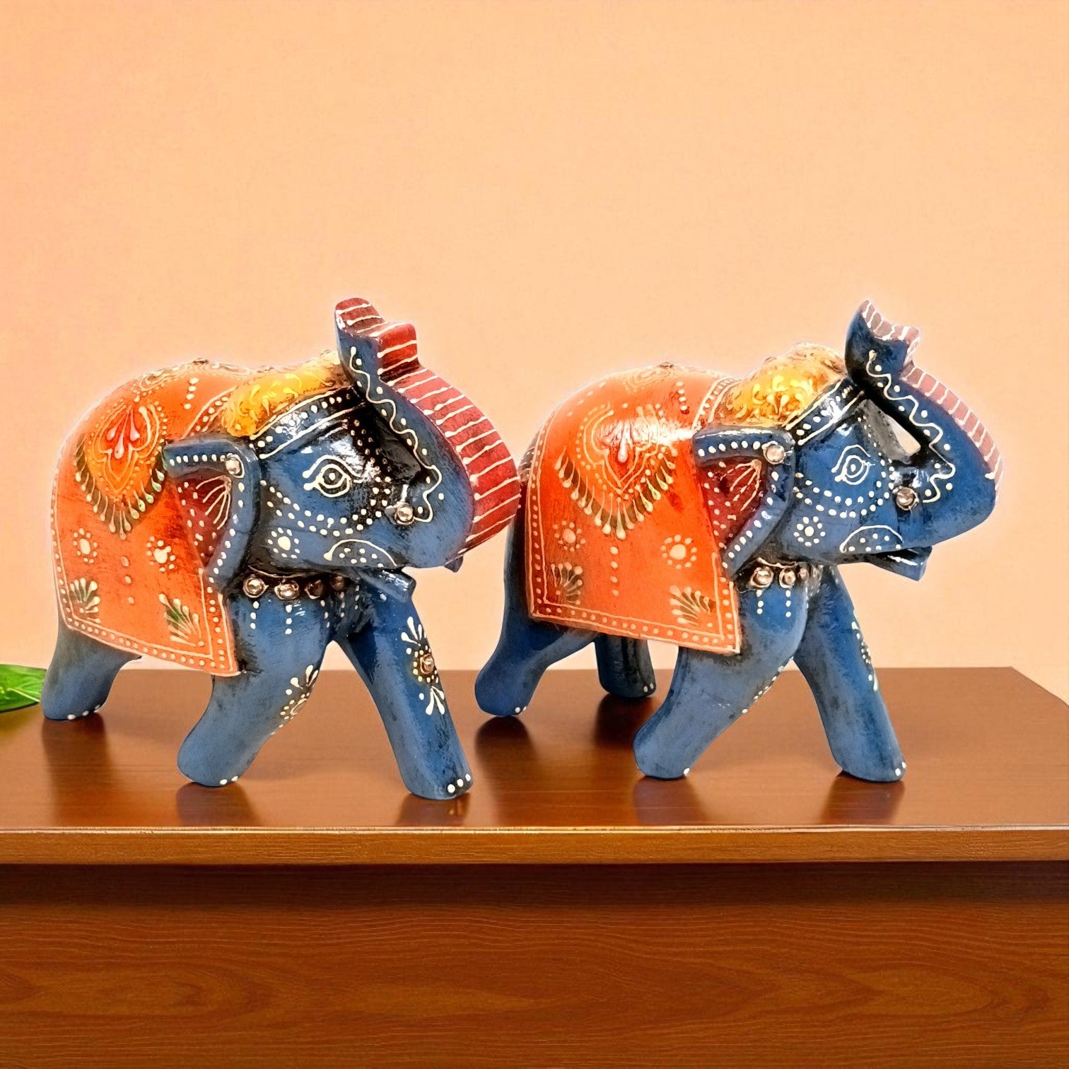 Elegant Elephant Showpiece for Home Decor | Stylish Table Decor & Gift Item | Elegant Figurine for Living Room, Bedroom & Office Decoration - 6 Inch (Set Of 2) - Apkamart