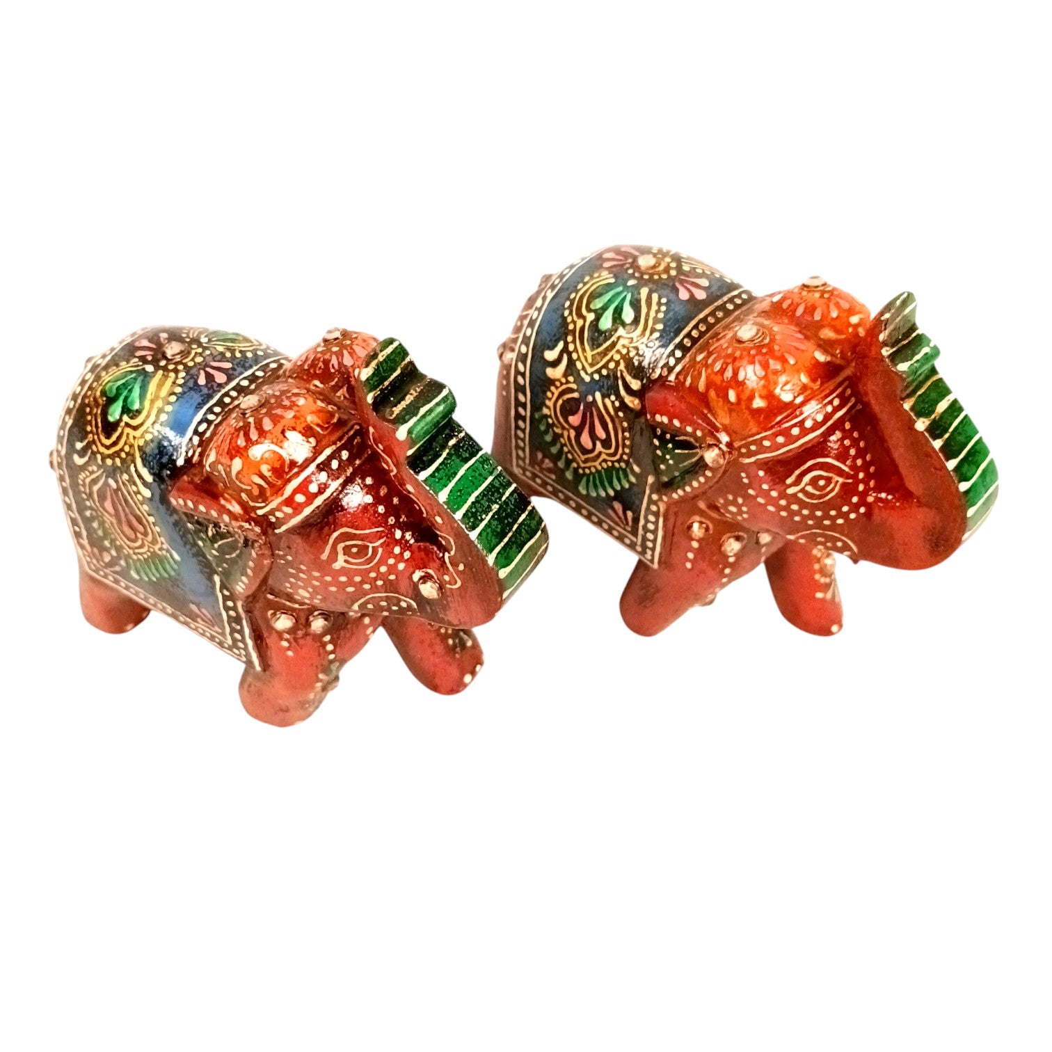 Decorative Elephant Showpiece for Home Decor | Stylish Table Decor & Gift Item | Elegant Figurine for Living Room, Bedroom & Office Decoration - 4 Inch (Set Of 2) - Apkamart