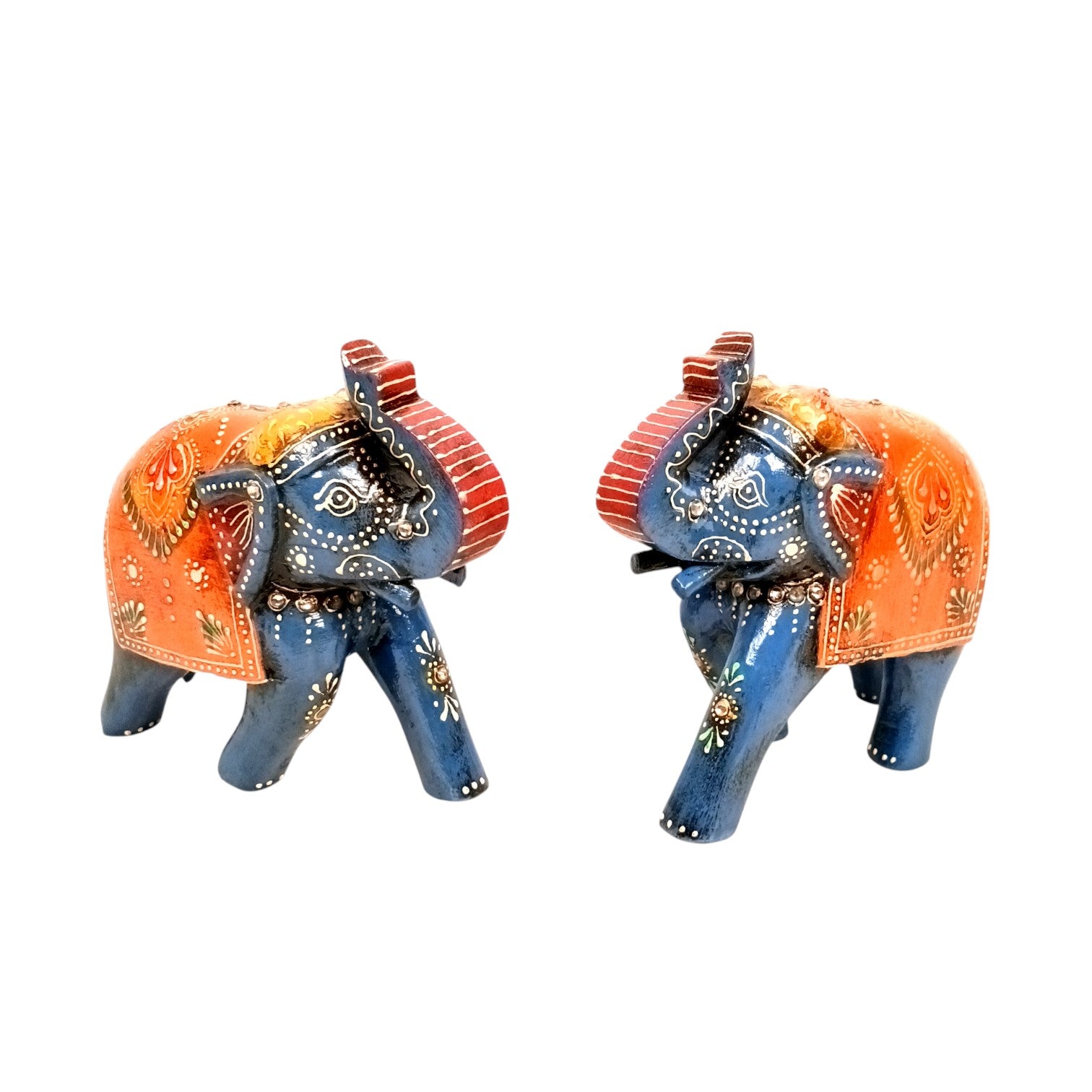 Elegant Elephant Showpiece for Home Decor | Stylish Table Decor & Gift Item | Elegant Figurine for Living Room, Bedroom & Office Decoration - 6 Inch (Set Of 2) - Apkamart