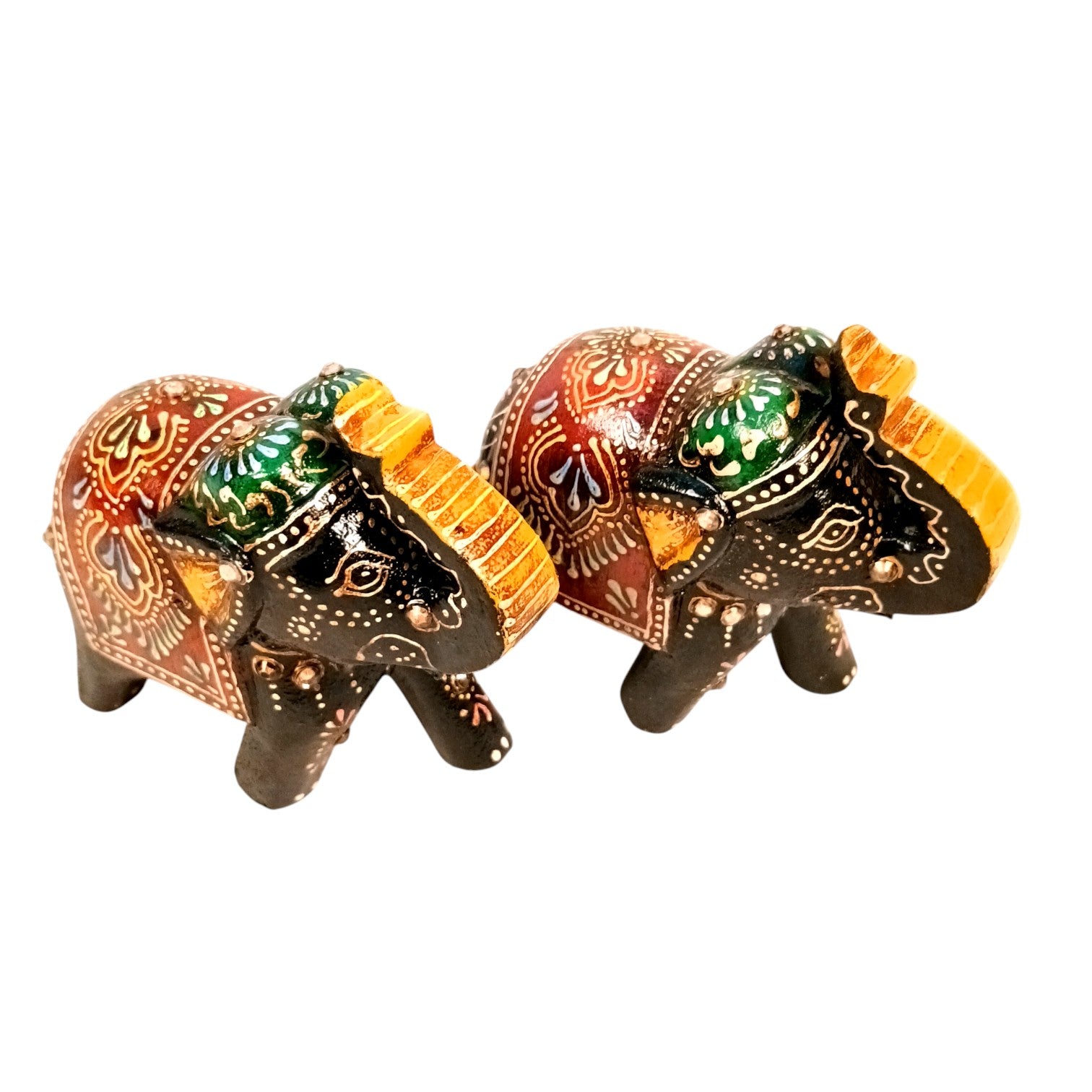 Decorative Elephant Showpiece for Home Decor | Table Decor & Gift Item | Elegant Figurine for Living Room, Bedroom & Office Decoration - 4 Inch (Set Of 2) - Apkamart