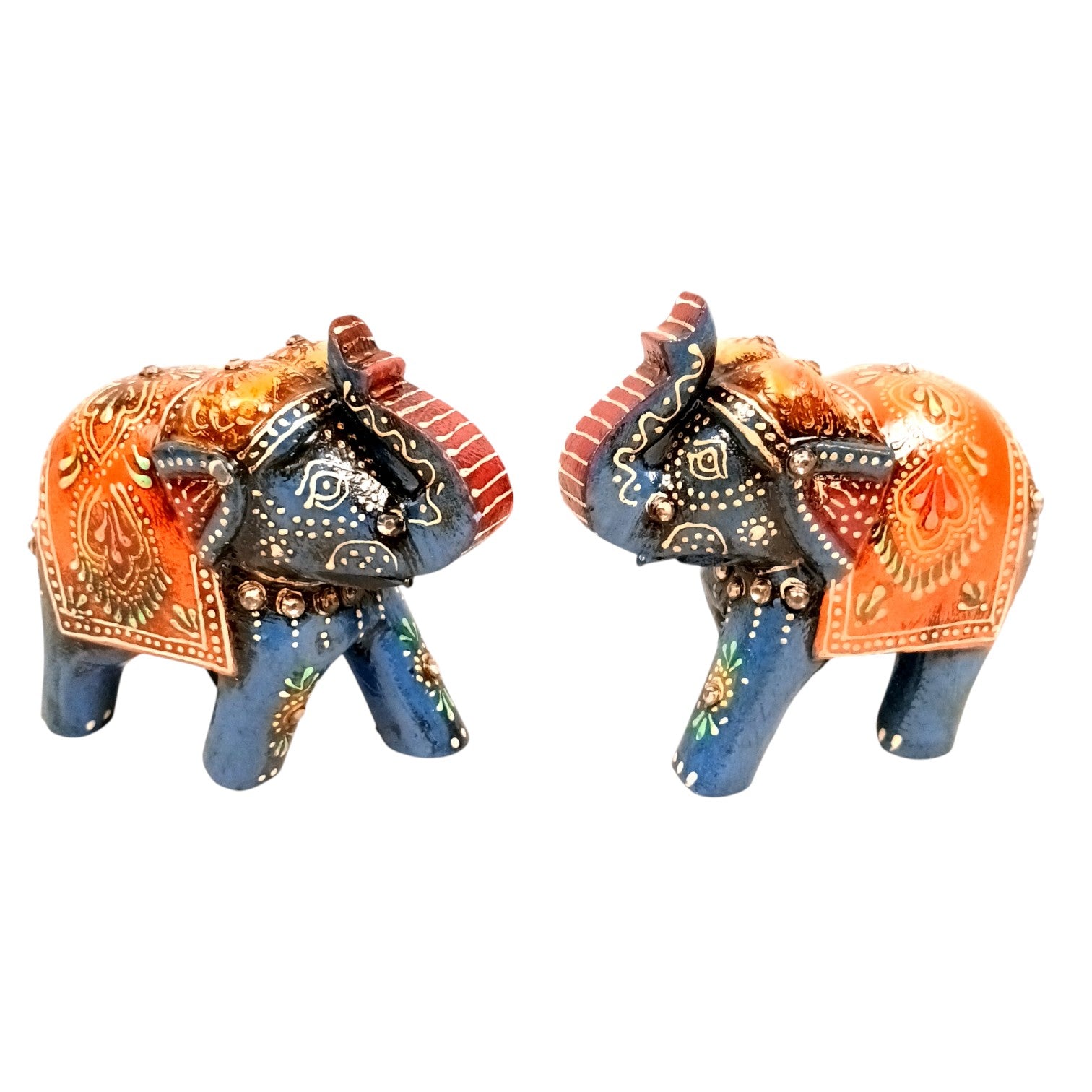 Decorative Elephant Showpiece for Home Decor | Table Decor & Gift Item | Elegant Figurine for Living Room, Bedroom & Office Decoration - 4 Inch (Set Of 2) - Apkamart