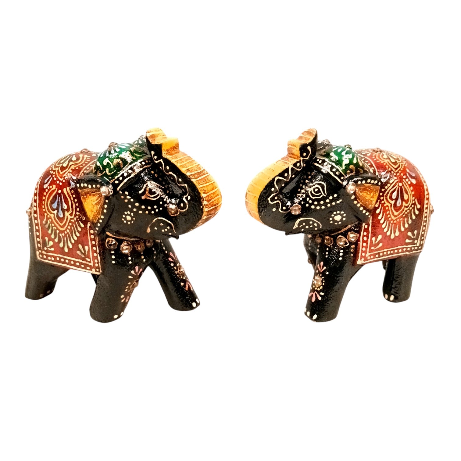 Decorative Elephant Showpiece for Home Decor | Table Decor & Gift Item | Elegant Figurine for Living Room, Bedroom & Office Decoration - 4 Inch (Set Of 2) - Apkamart