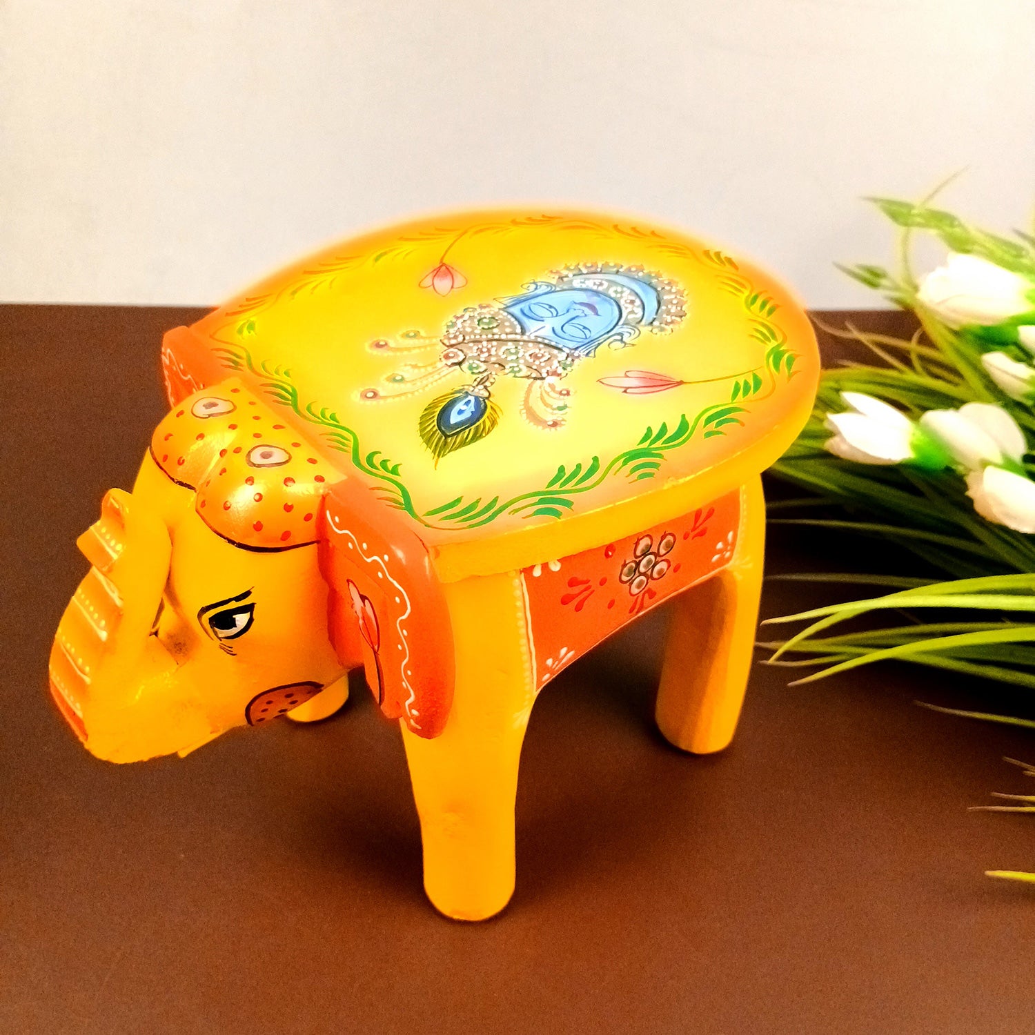 Elephant Showpiece - Stool Design | Elephant Table Showpiece - For Placing Small Pots & Tea Lights - For Home, Living Room Decor & Gifts - 8 Inch - Apkamart #Style_Design 2