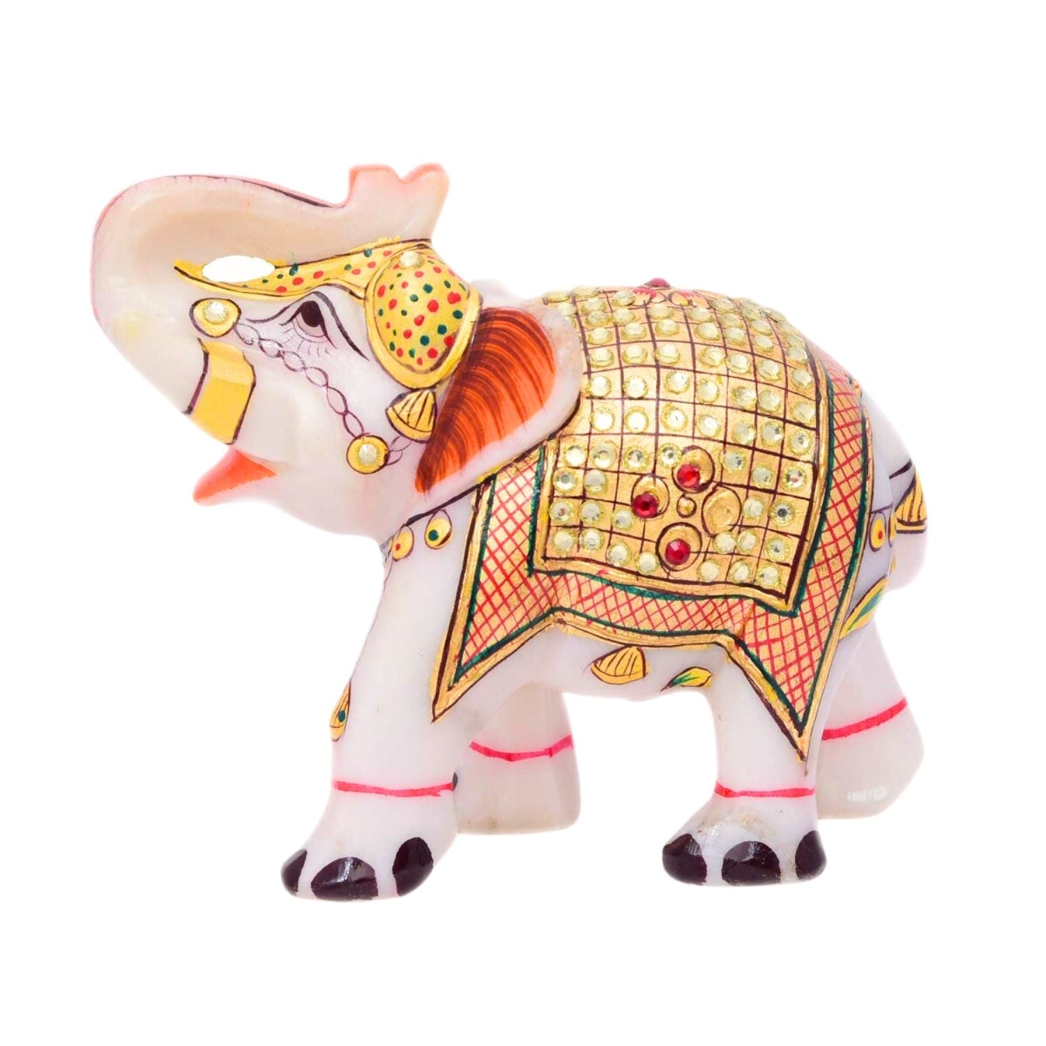 Elephant Showpiece Marble | Decorative Elephant Figurines - For Table, Living Room & Home Decoration - (Height - 6 Inch, Set of 2) - Apkamart