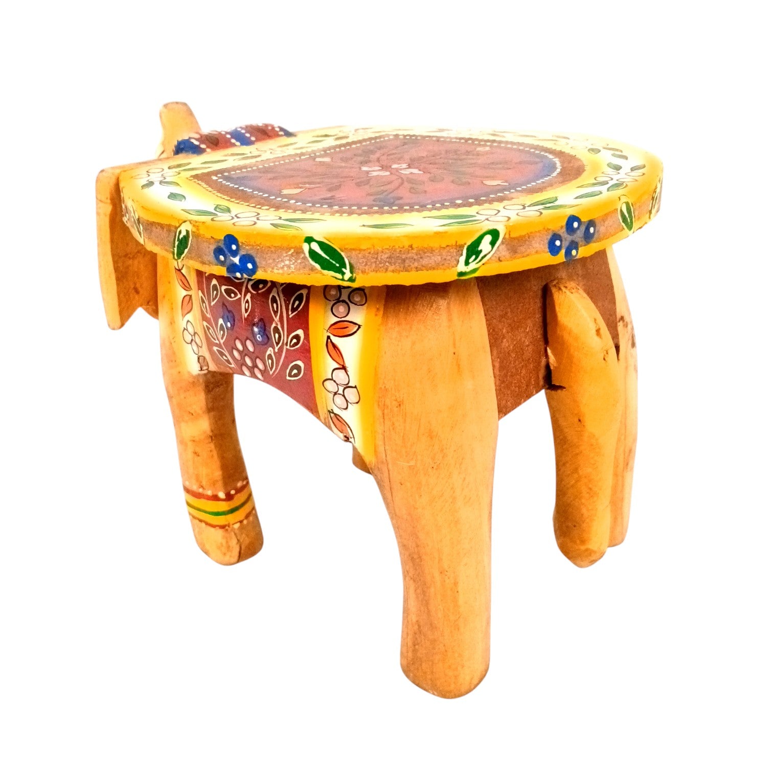 Elephant Stool | Handcrafted Elephant Face Design Stools for Living Room, Bedroom, Office & Home Decor - 8 Inch (Set Of 2) - Apkamart
