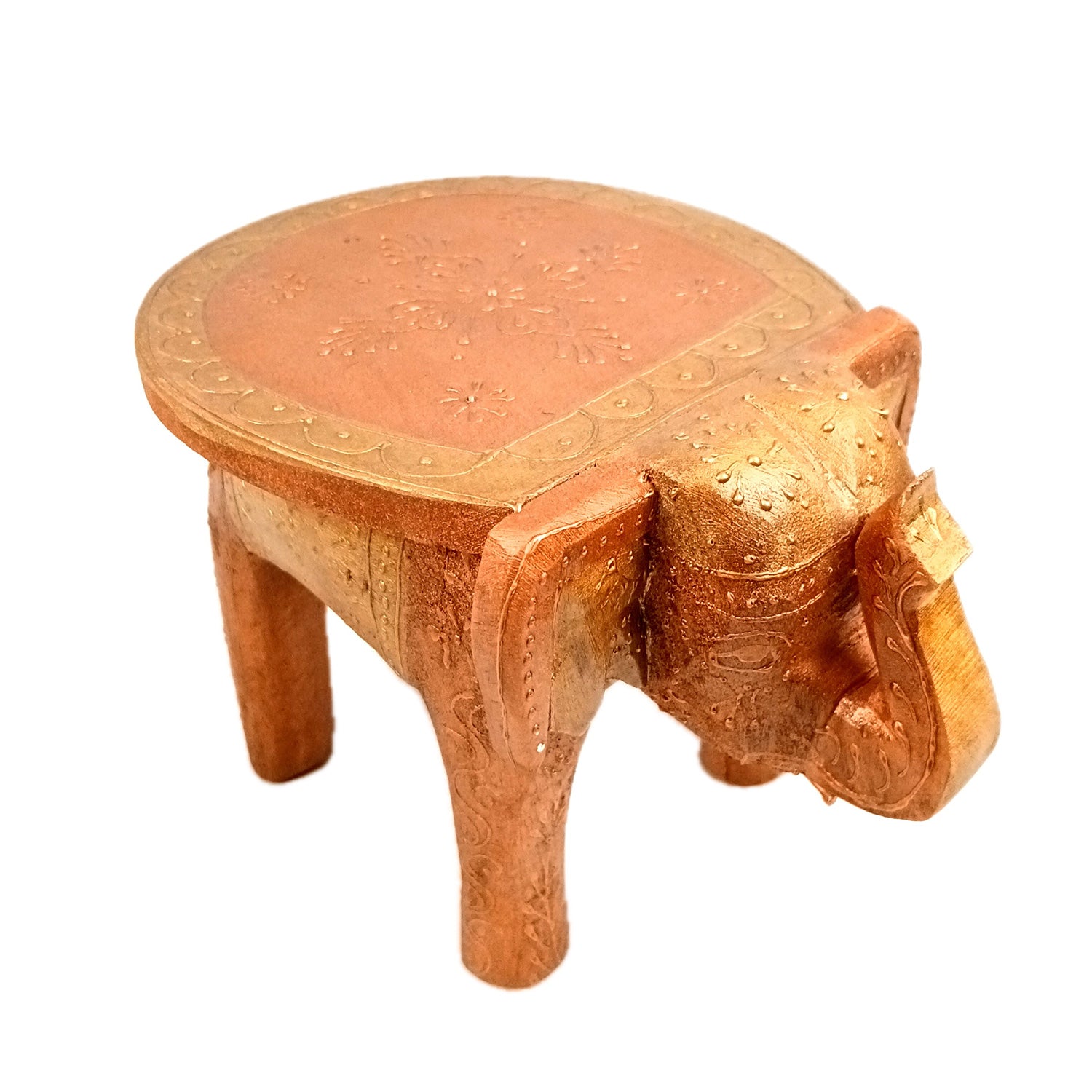 Elephant Showpiece - Stool Design | Elephant Table Showpiece - For Placing Small Pots & Tea Lights - For Home, Living Room Decor & Gifts - 8 Inch - Apkamart #Style_Design 3