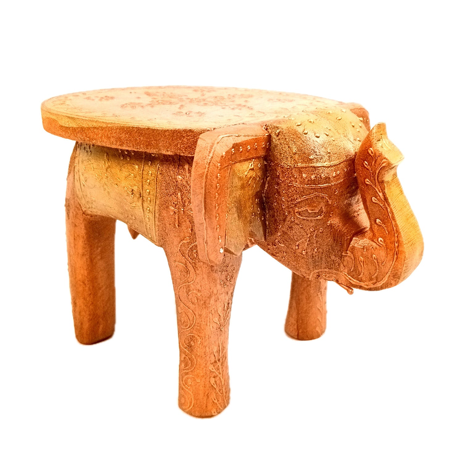 Elephant Showpiece - Stool Design | Elephant Table Showpiece - For Placing Small Pots & Tea Lights - For Home, Living Room Decor & Gifts - 8 Inch - Apkamart #Style_Design 3