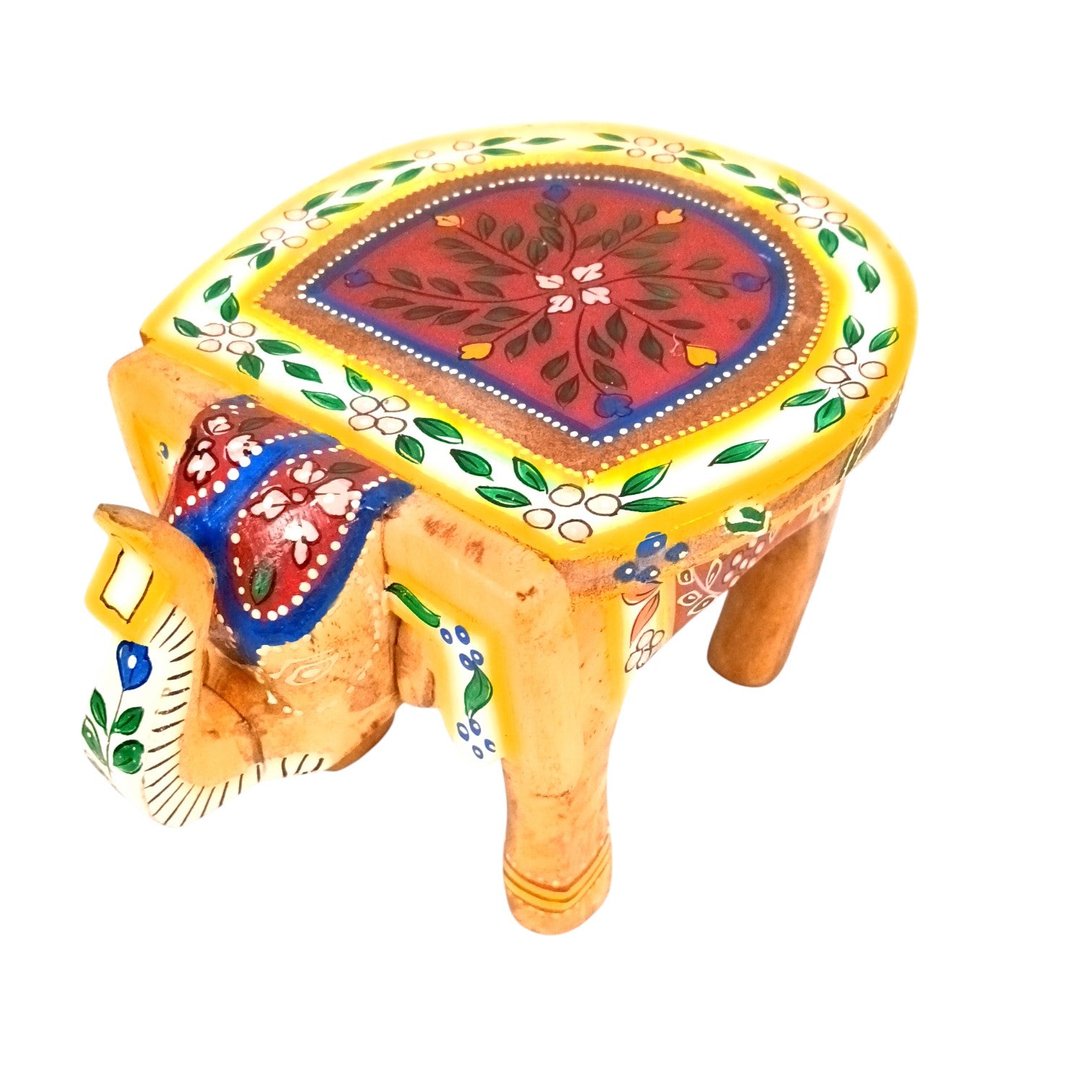 Elephant Stool | Handcrafted Elephant Face Design Stools for Living Room, Bedroom, Office & Home Decor - 8 Inch (Set Of 2) - Apkamart