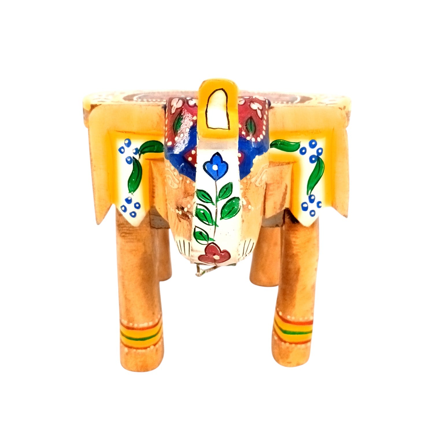 Elephant Stool | Handcrafted Elephant Face Design Stools for Living Room, Bedroom, Office & Home Decor - 8 Inch (Set Of 2) - Apkamart