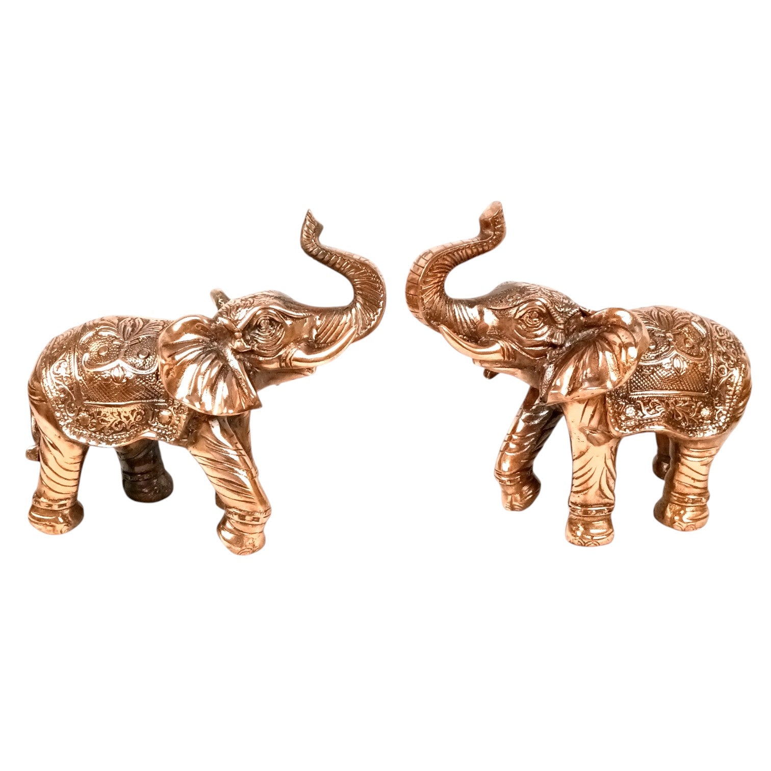 Elephant Showpiece Combo for Decor | Decorative Standing Elephant Statue for Home Decor | Traditional Masterpiece for Living Room:: Corner & Office - 15 Inch (Set Of 2) - Apkamart
