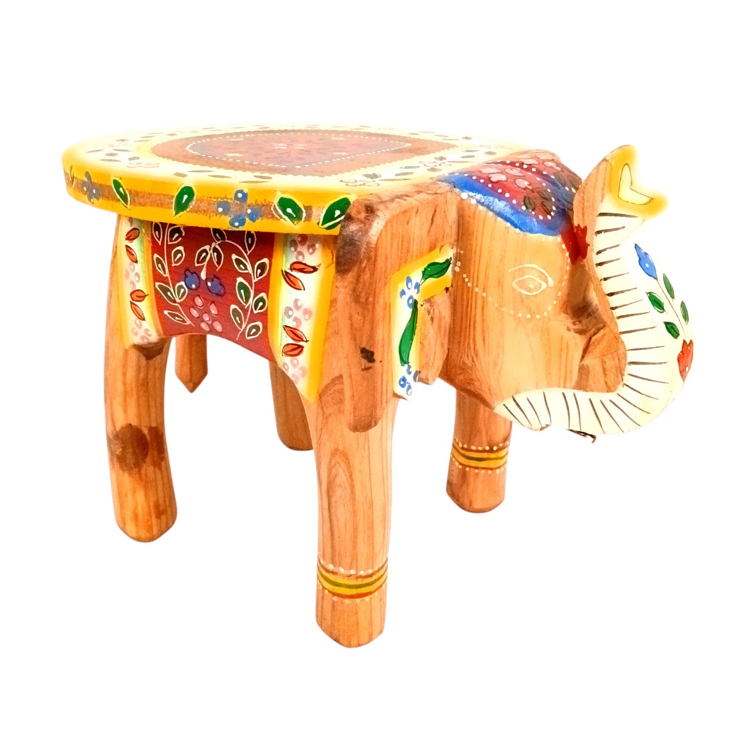Elephant Stool | Handcrafted Elephant Face Design Stools for Living Room, Bedroom, Office & Home Decor - 8 Inch (Set Of 2) - Apkamart
