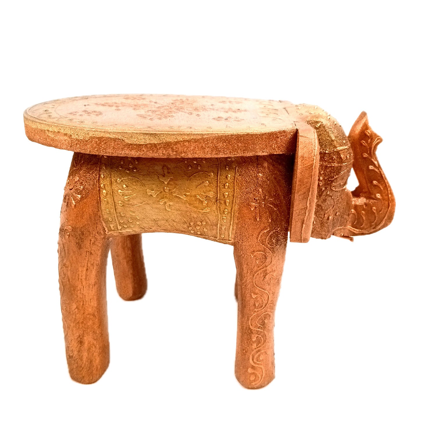 Elephant Showpiece - Stool Design | Elephant Table Showpiece - For Placing Small Pots & Tea Lights - For Home, Living Room Decor & Gifts - 8 Inch - Apkamart #Style_Design 3