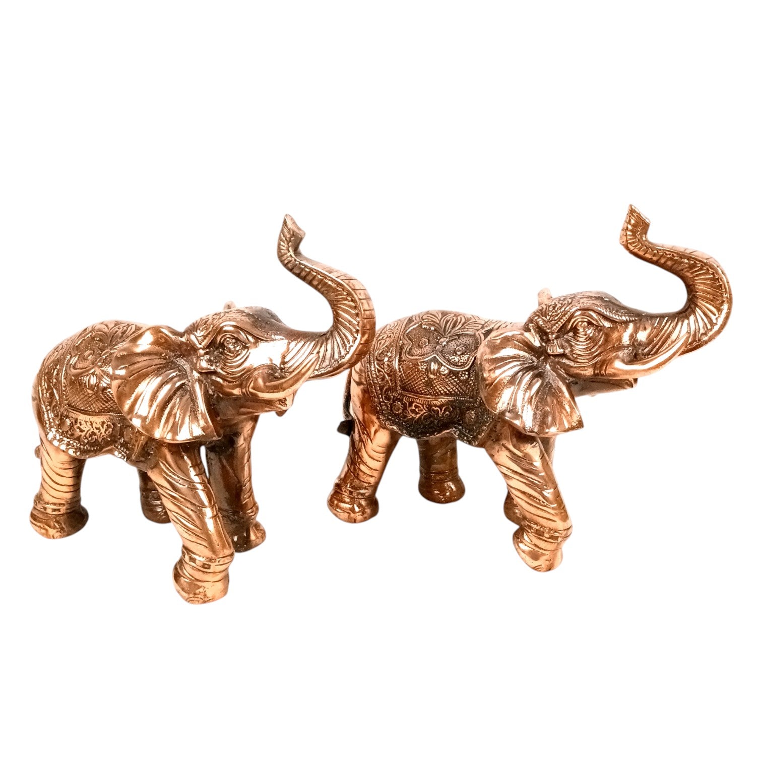 Elephant Showpiece Combo for Decor | Decorative Standing Elephant Statue for Home Decor | Traditional Masterpiece for Living Room:: Corner & Office - 15 Inch (Set Of 2) - Apkamart