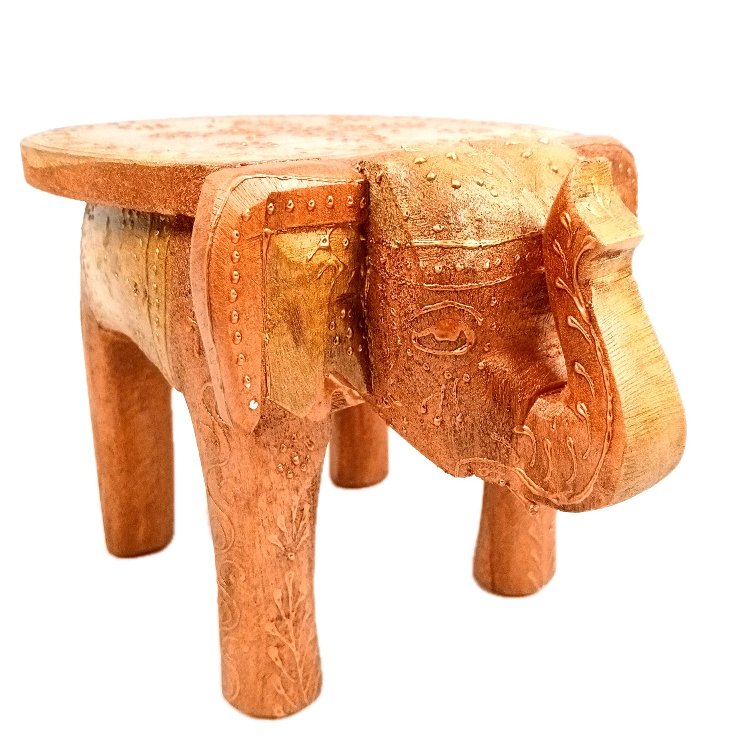 Elephant Showpiece - Stool Design | Elephant Table Showpiece - For Placing Small Pots & Tea Lights - For Home, Living Room Decor & Gifts - 8 Inch - Apkamart #Style_Design 3