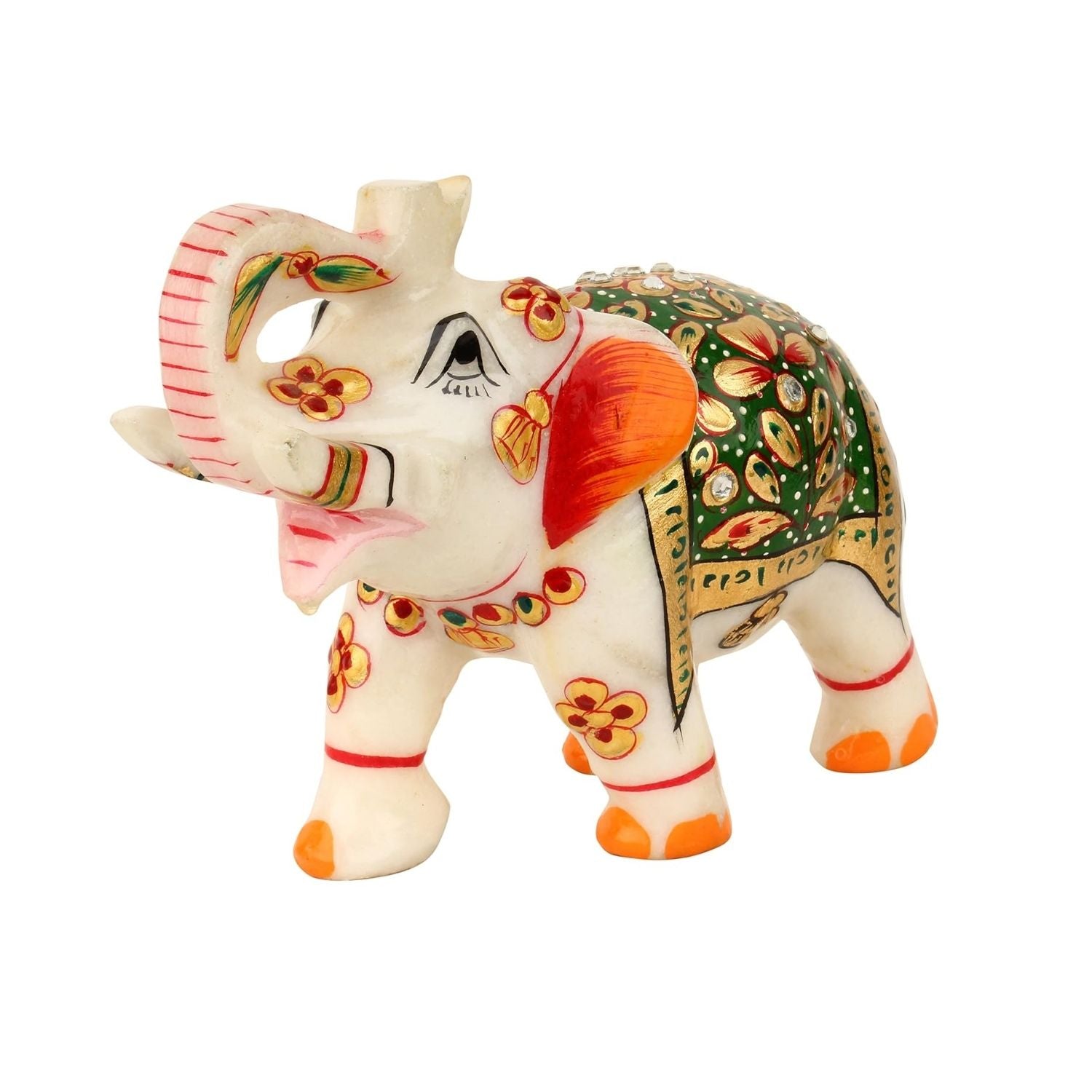 Elephant Showpiece Marble | Decorative Elephant Figurines - For Table, Living Room & Home Decoration - (Height - 6 Inch, Set of 2) - Apkamart