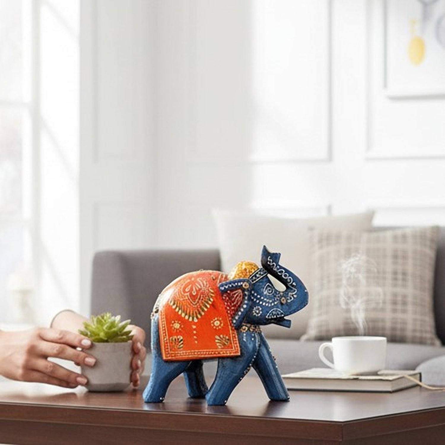 Elegant Elephant Showpiece for Home Decor | Stylish Table Decor & Gift Item | Elegant Figurine for Living Room, Bedroom & Office Decoration - 6 Inch - Apkamart