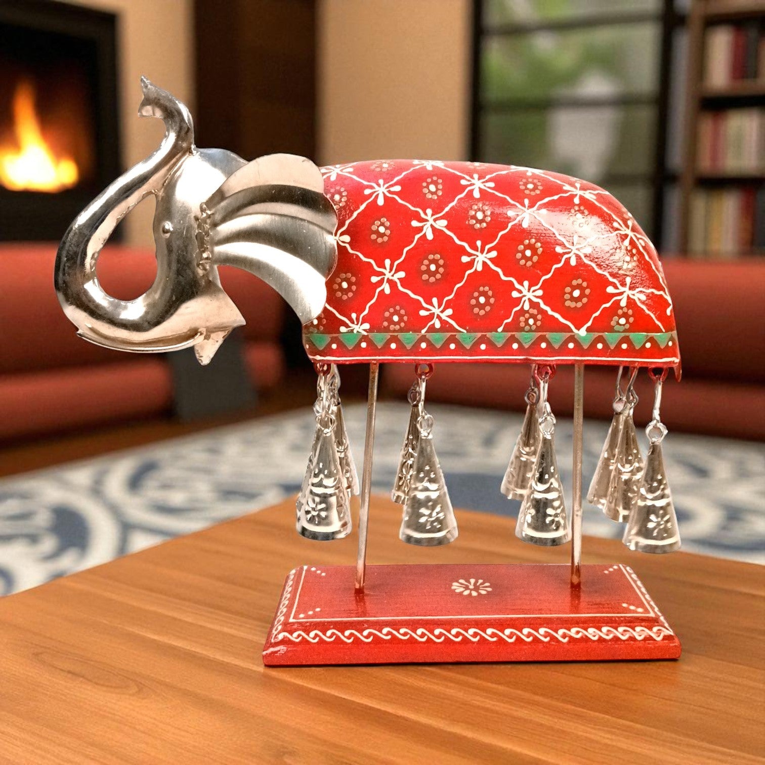 Elephant With Bells Showpiece for Home Decor | Stylish Table Decor & Gift Item | Elegant Figurine for Living Room, Bedroom & Office Decoration - 11 Inch - Apkamart #Style_Design 1