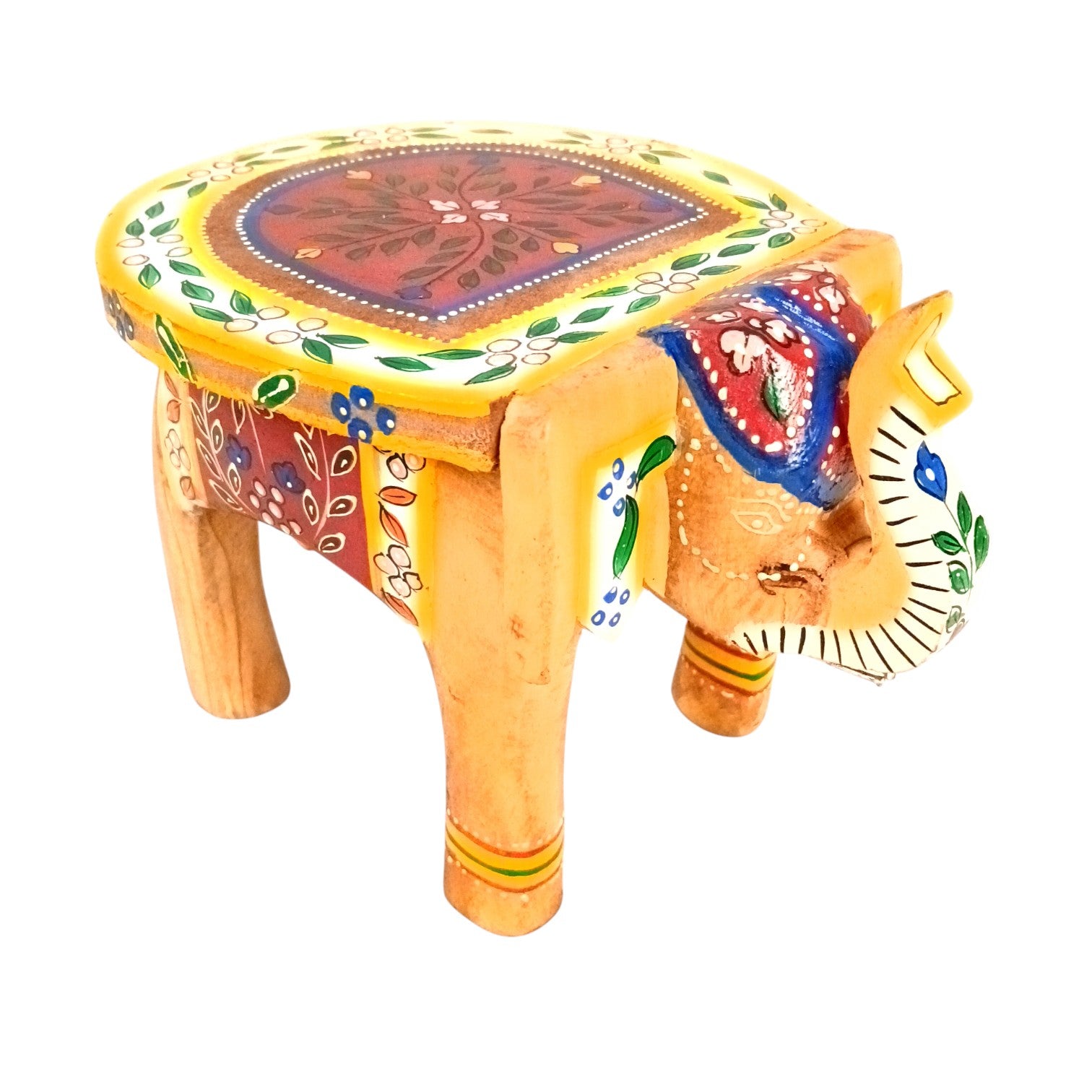 Handcrafted Wooden Elephant Stool | Decorative Elephant Shaped Table | Traditional Wooden Decor Stool for Living Room, Bedroom & Gift - 6 Inch - Apkamart