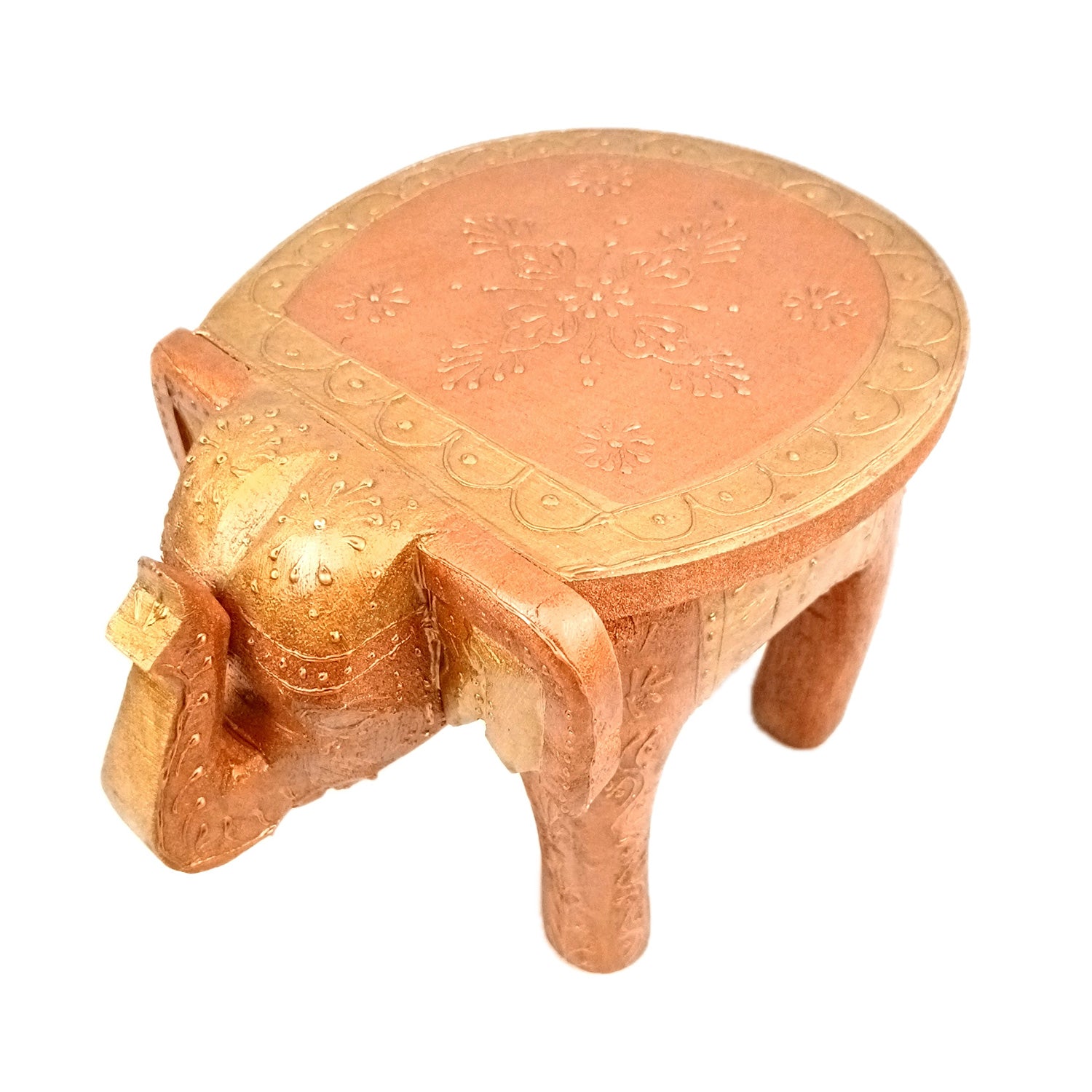 Elephant Showpiece - Stool Design | Elephant Table Showpiece - For Placing Small Pots & Tea Lights - For Home, Living Room Decor & Gifts - 8 Inch - Apkamart #Style_Design 3