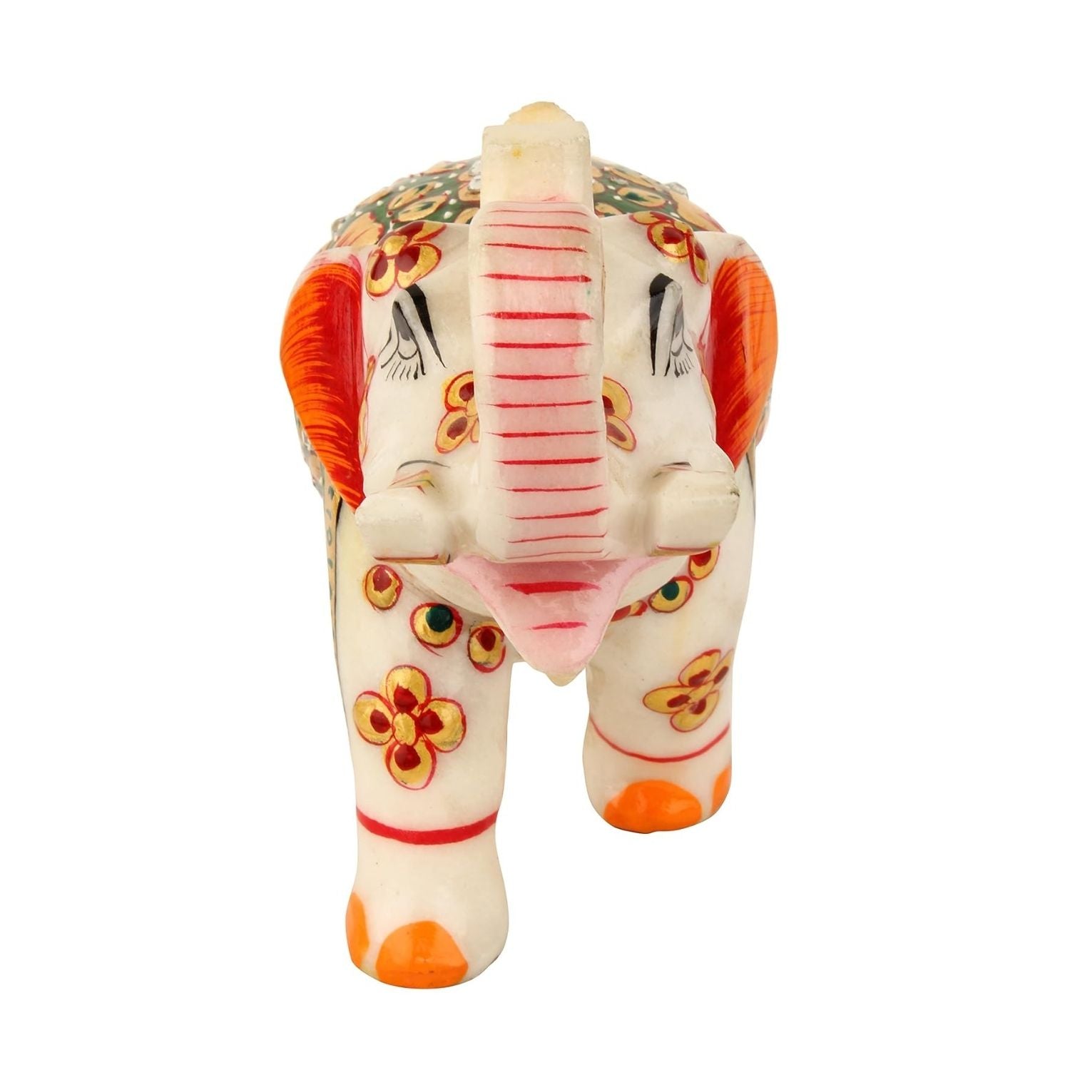 Elephant Showpiece Marble | Decorative Elephant Figurines - For Table, Living Room & Home Decoration - (Height - 6 Inch, Set of 2) - Apkamart