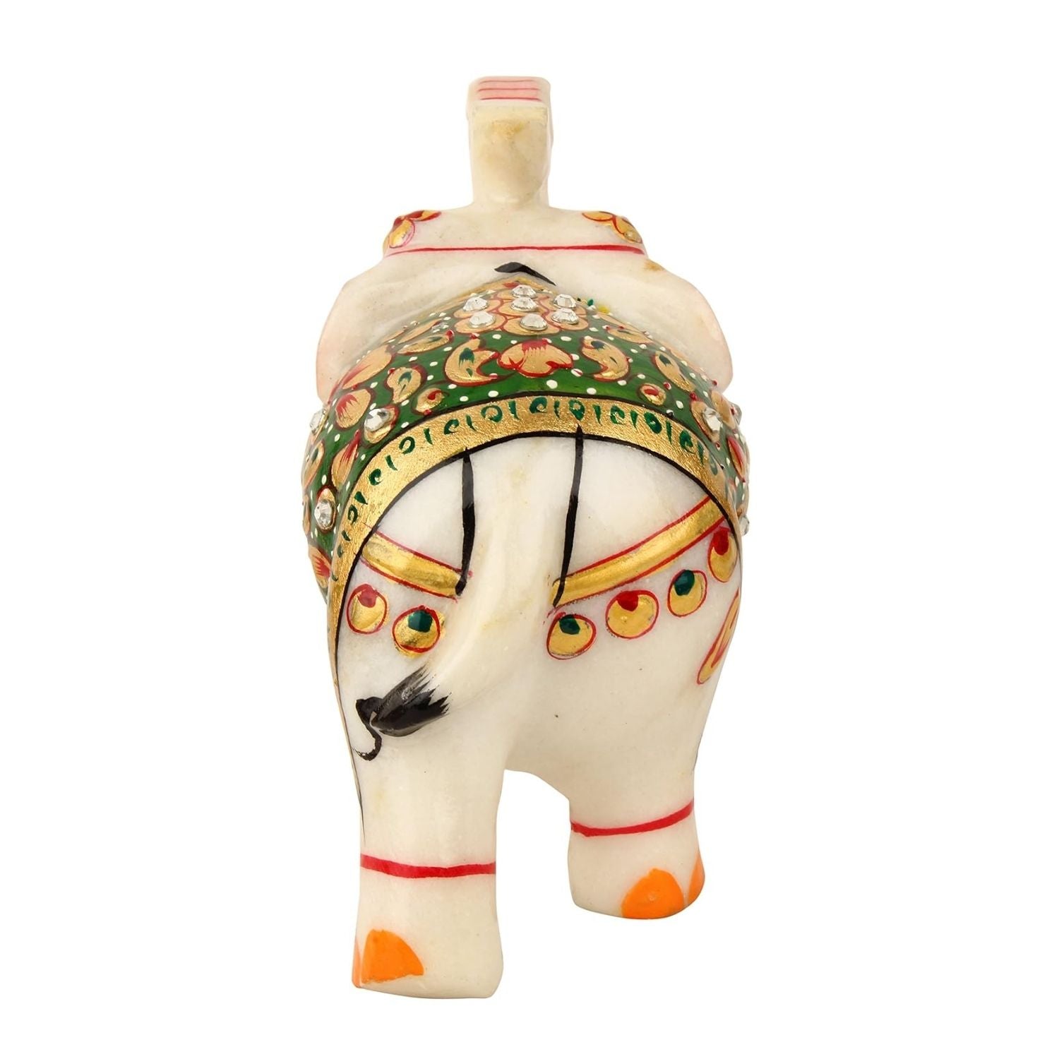 Elephant Showpiece Marble | Decorative Elephant Figurines - For Table, Living Room & Home Decoration - (Height - 6 Inch, Set of 2) - Apkamart