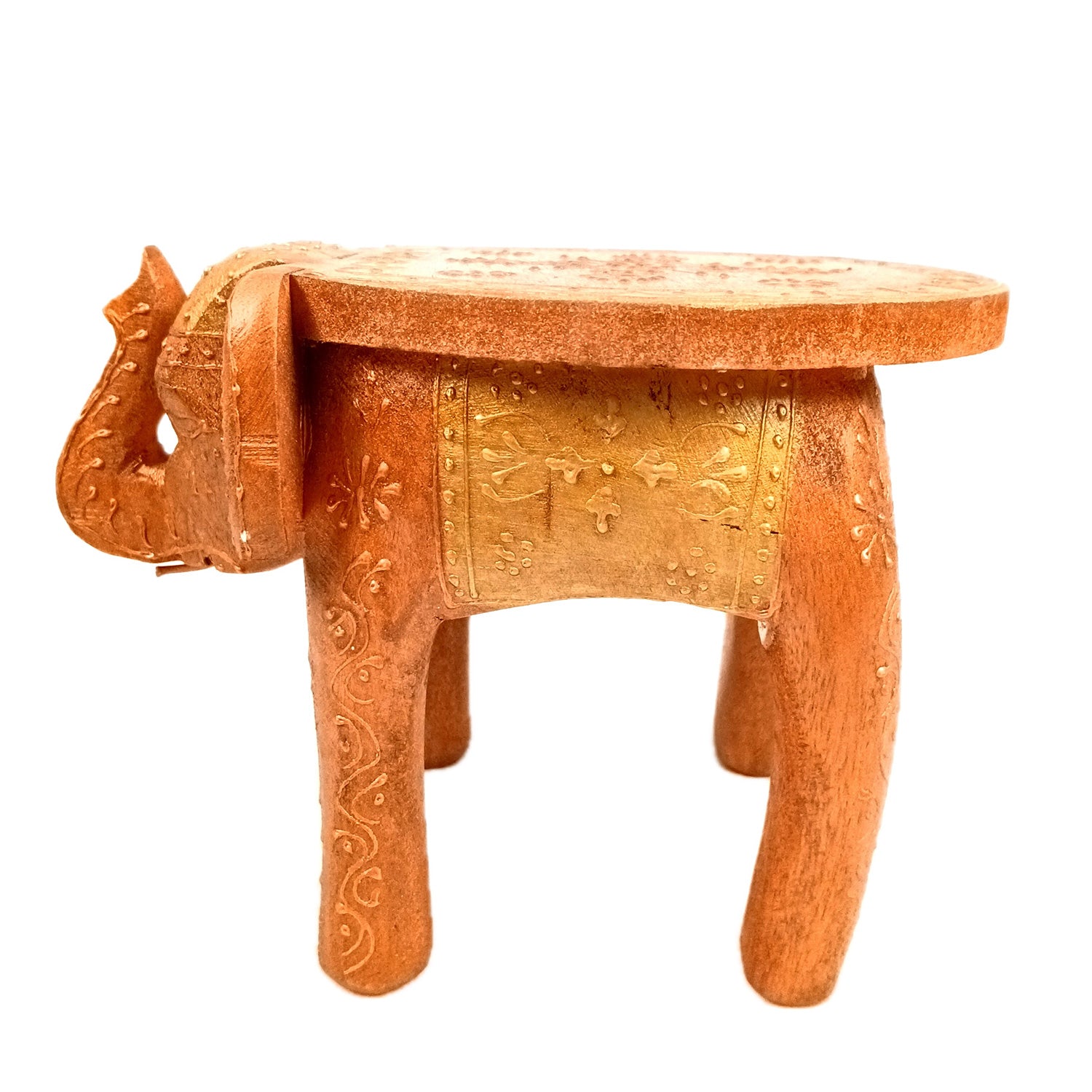 Elephant Showpiece - Stool Design | Elephant Table Showpiece - For Placing Small Pots & Tea Lights - For Home, Living Room Decor & Gifts - 8 Inch - Apkamart #Style_Design 3